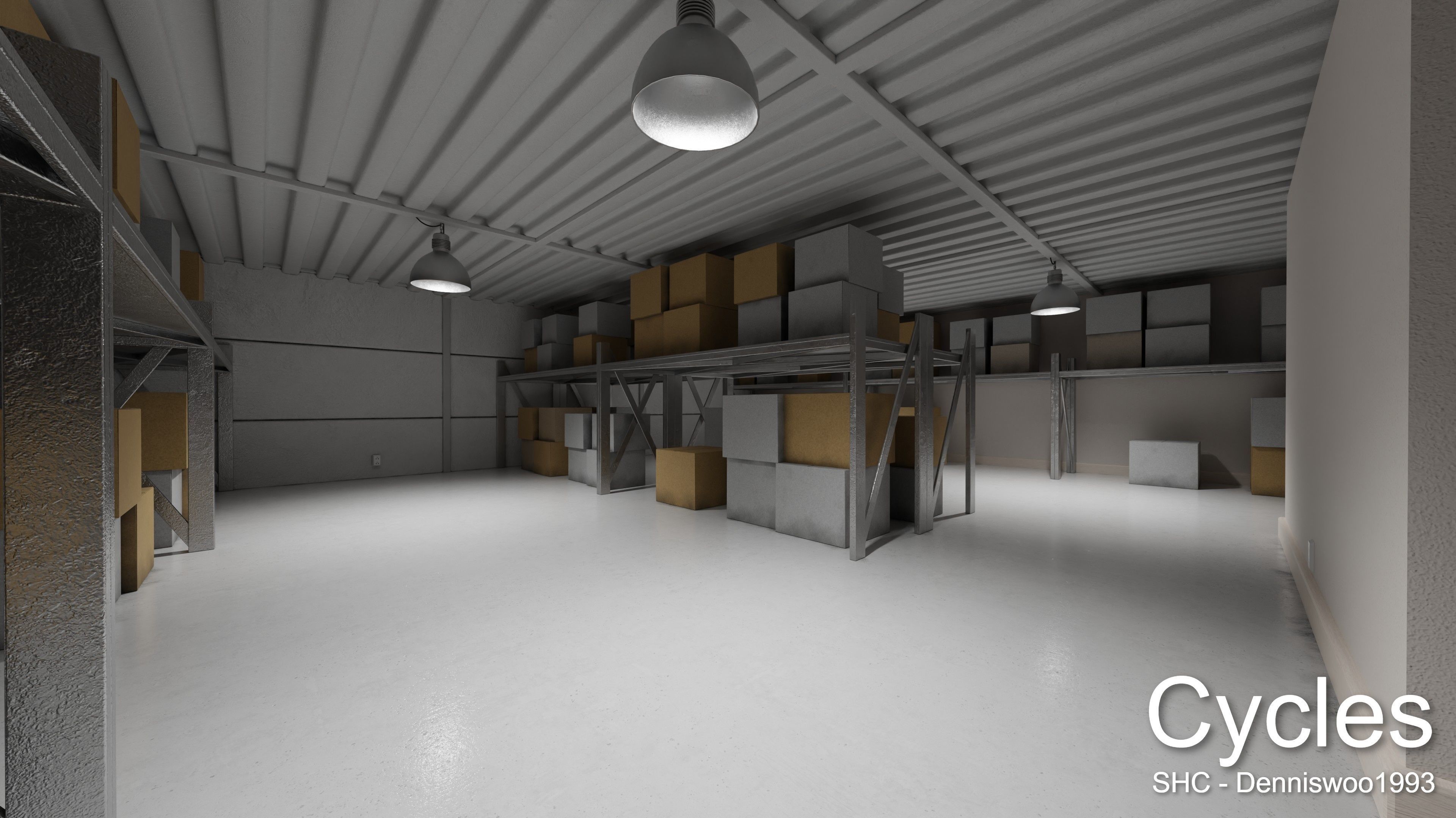 Modern furnished warehouse with office for Blender Low-poly 3D model_14