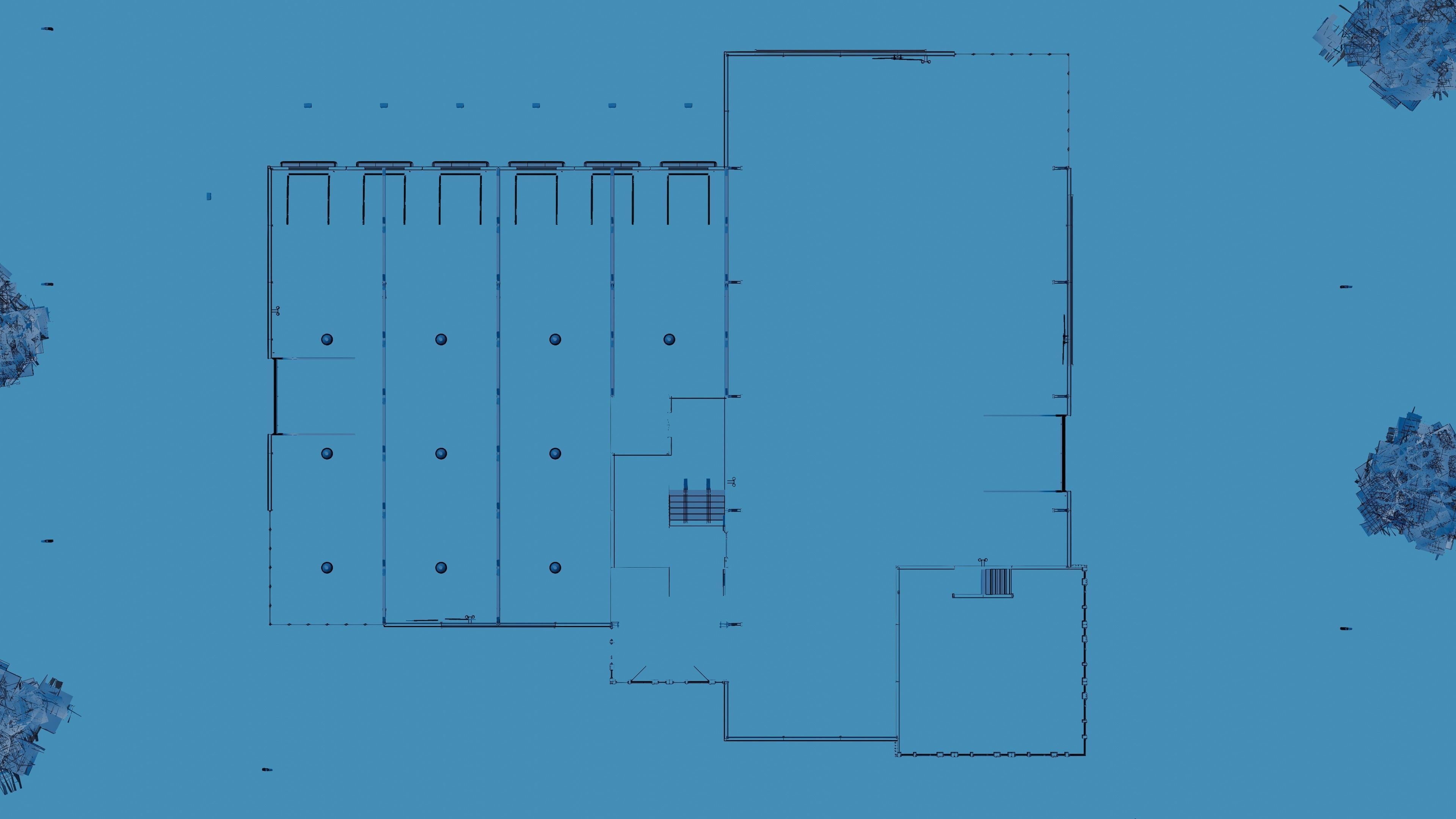 Modern furnished warehouse with office for Blender Low-poly 3D model_37