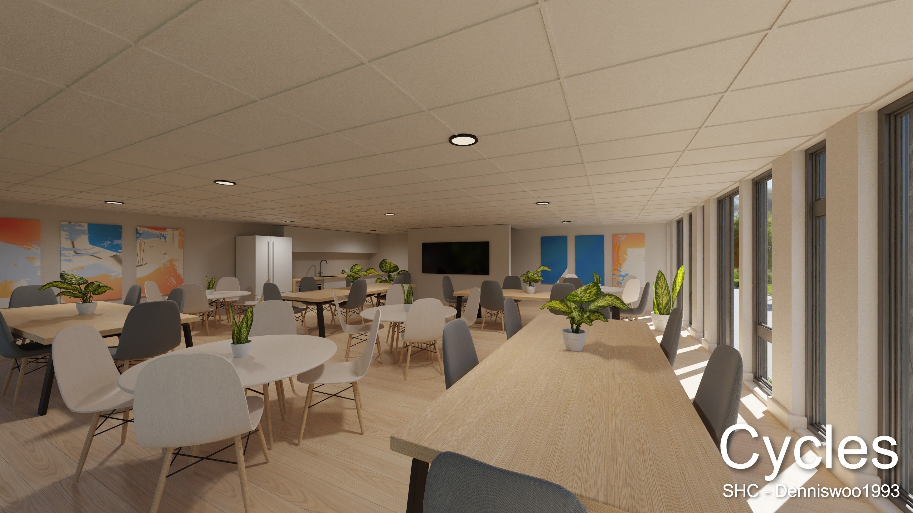 Modern furnished warehouse with office for Blender Low-poly 3D model_22