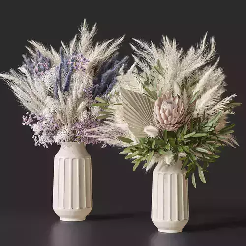 Flower Set 041 Pampas Pink green and blue