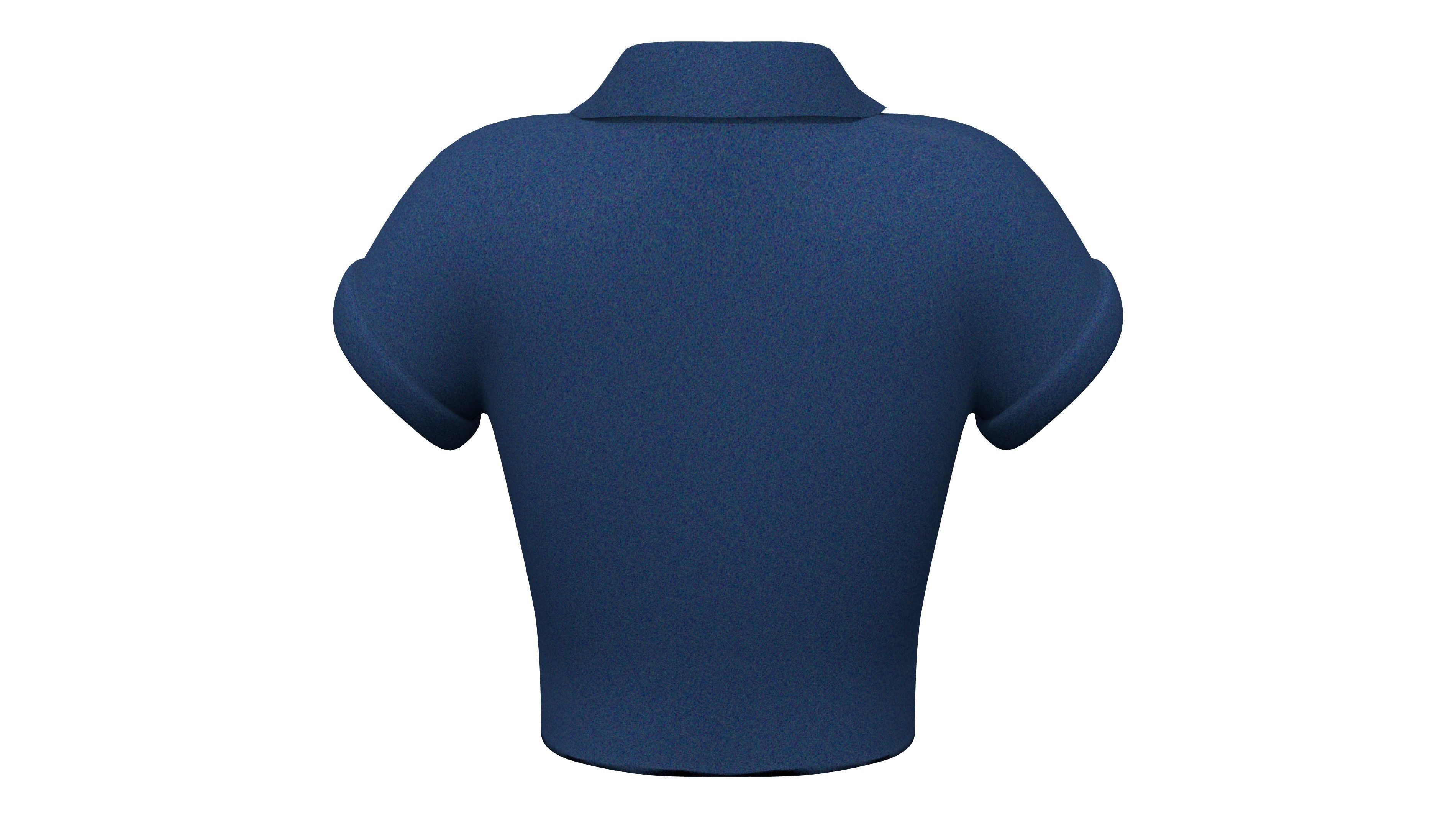 Rolled Short Sleeves Shirt Low-poly 3D model_4