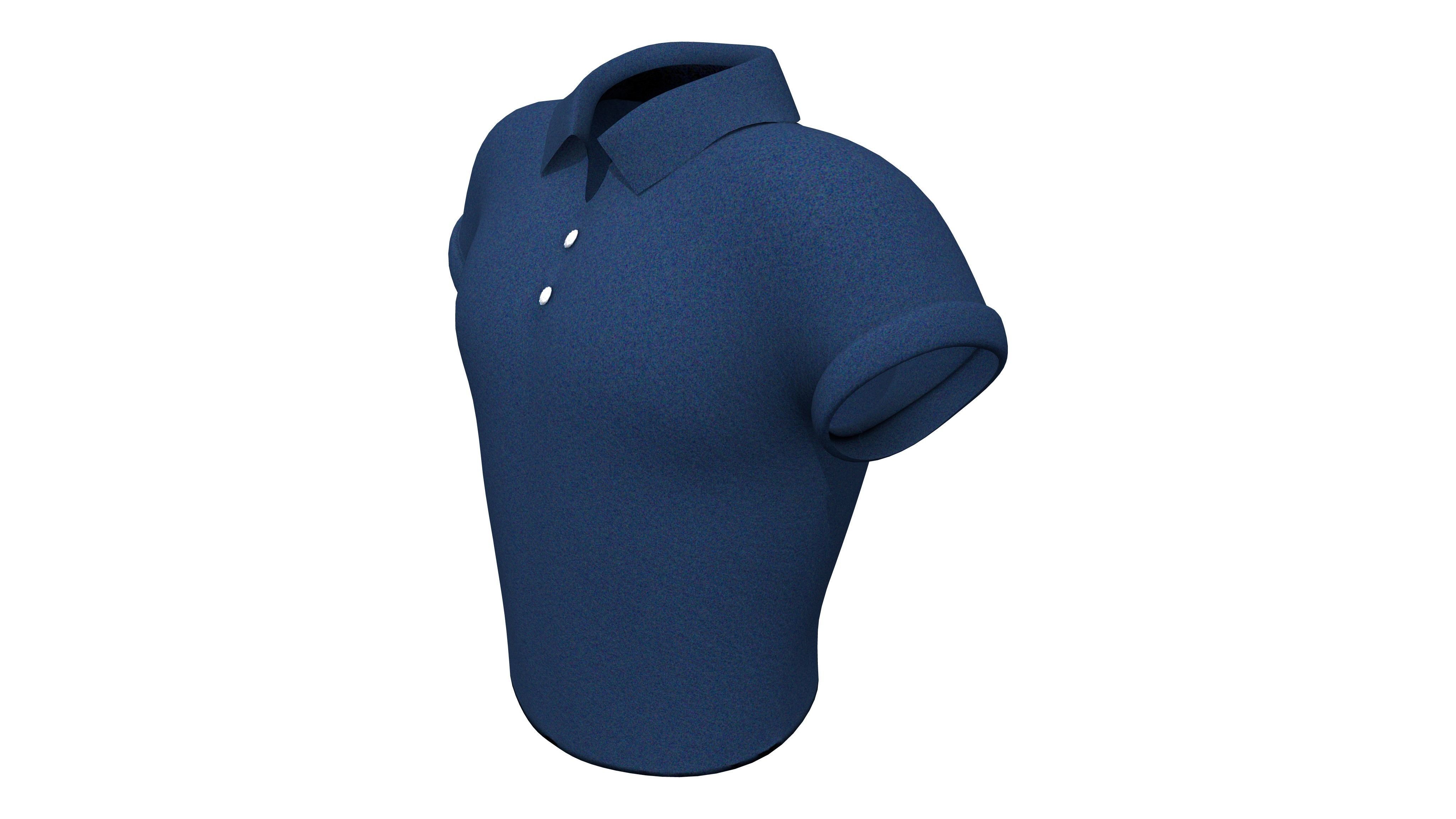 Rolled Short Sleeves Shirt Low-poly 3D model_2