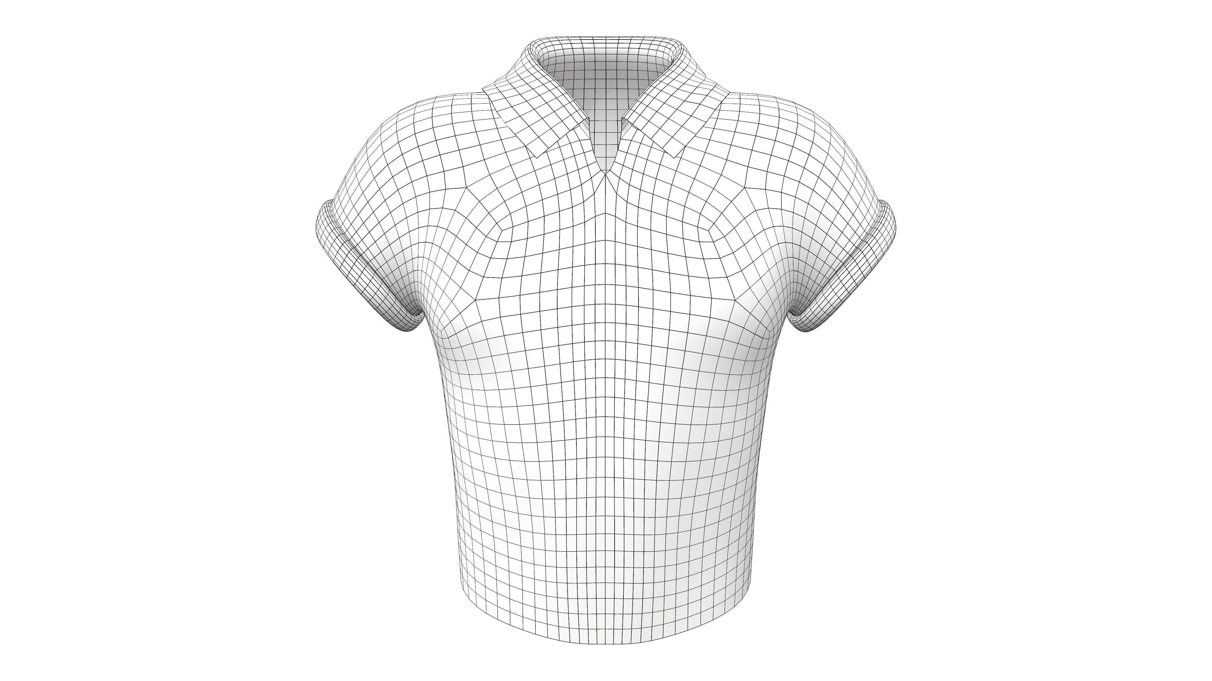 Rolled Short Sleeves Shirt Low-poly 3D model_6