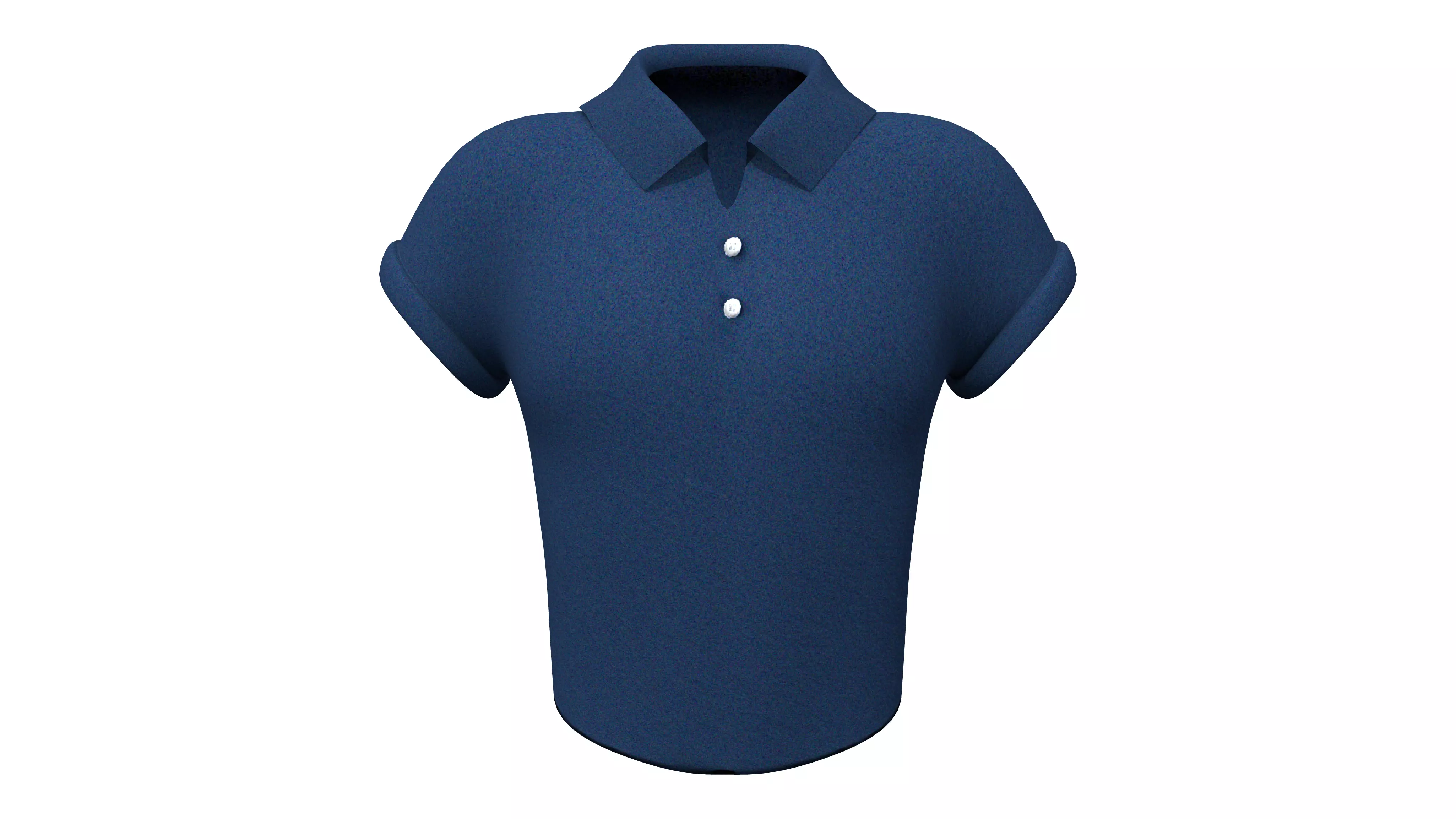 Rolled Short Sleeves Shirt Low-poly 3D model_0