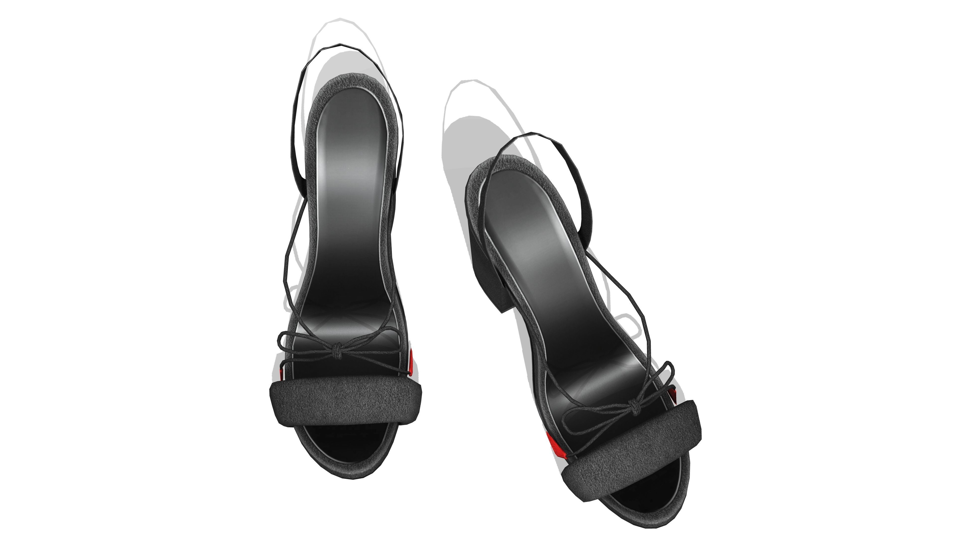 Female Black Suede Heels Low-poly 3D model_5