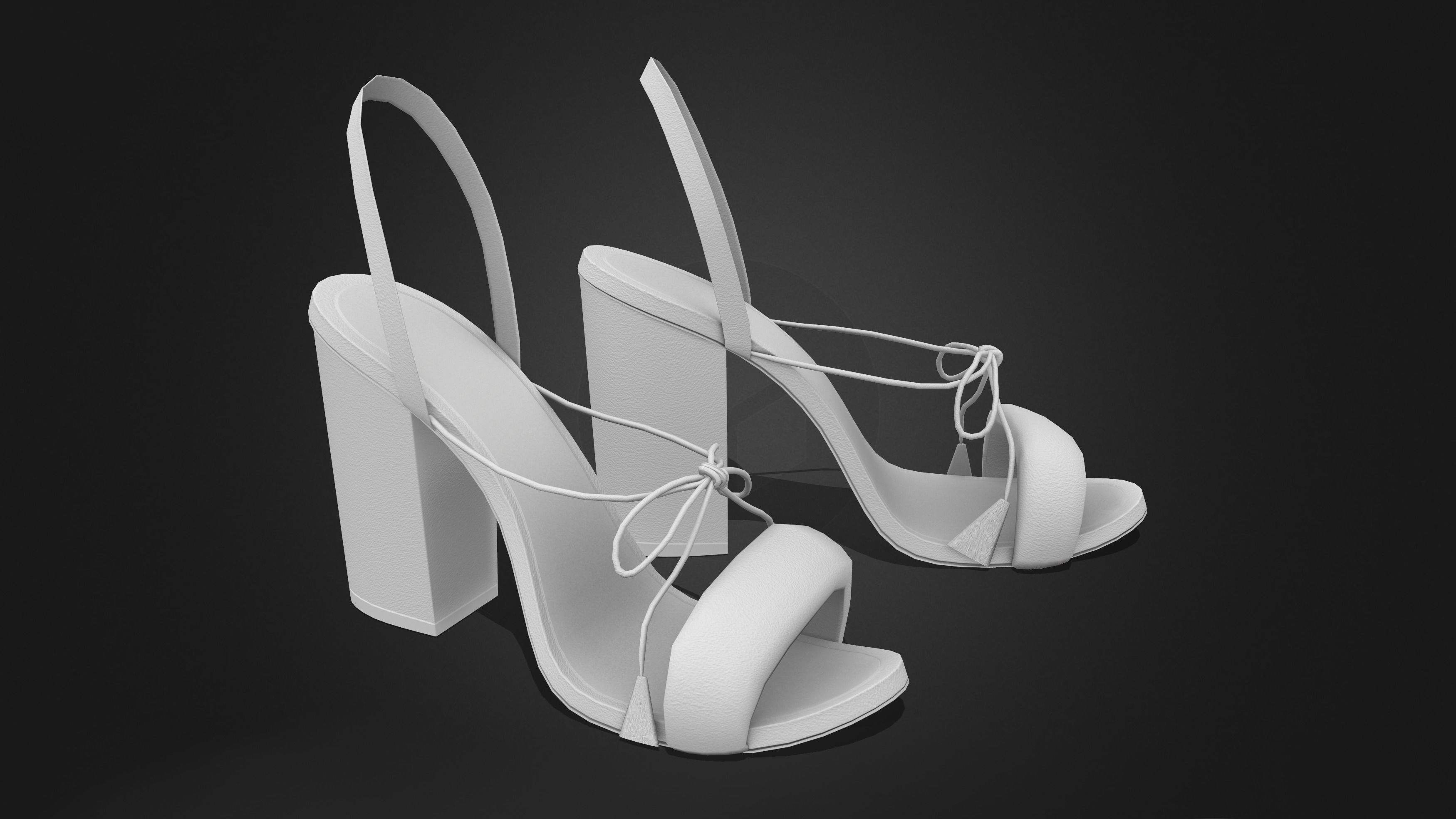 Female Black Suede Heels Low-poly 3D model_8