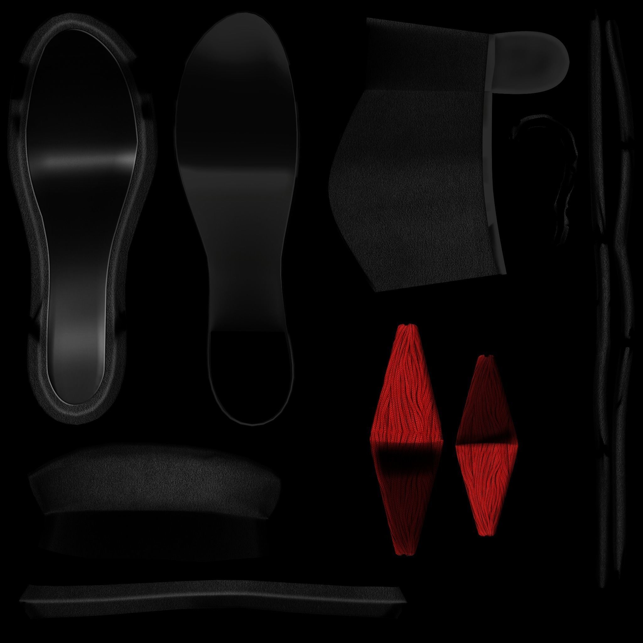 Female Black Suede Heels Low-poly 3D model_9