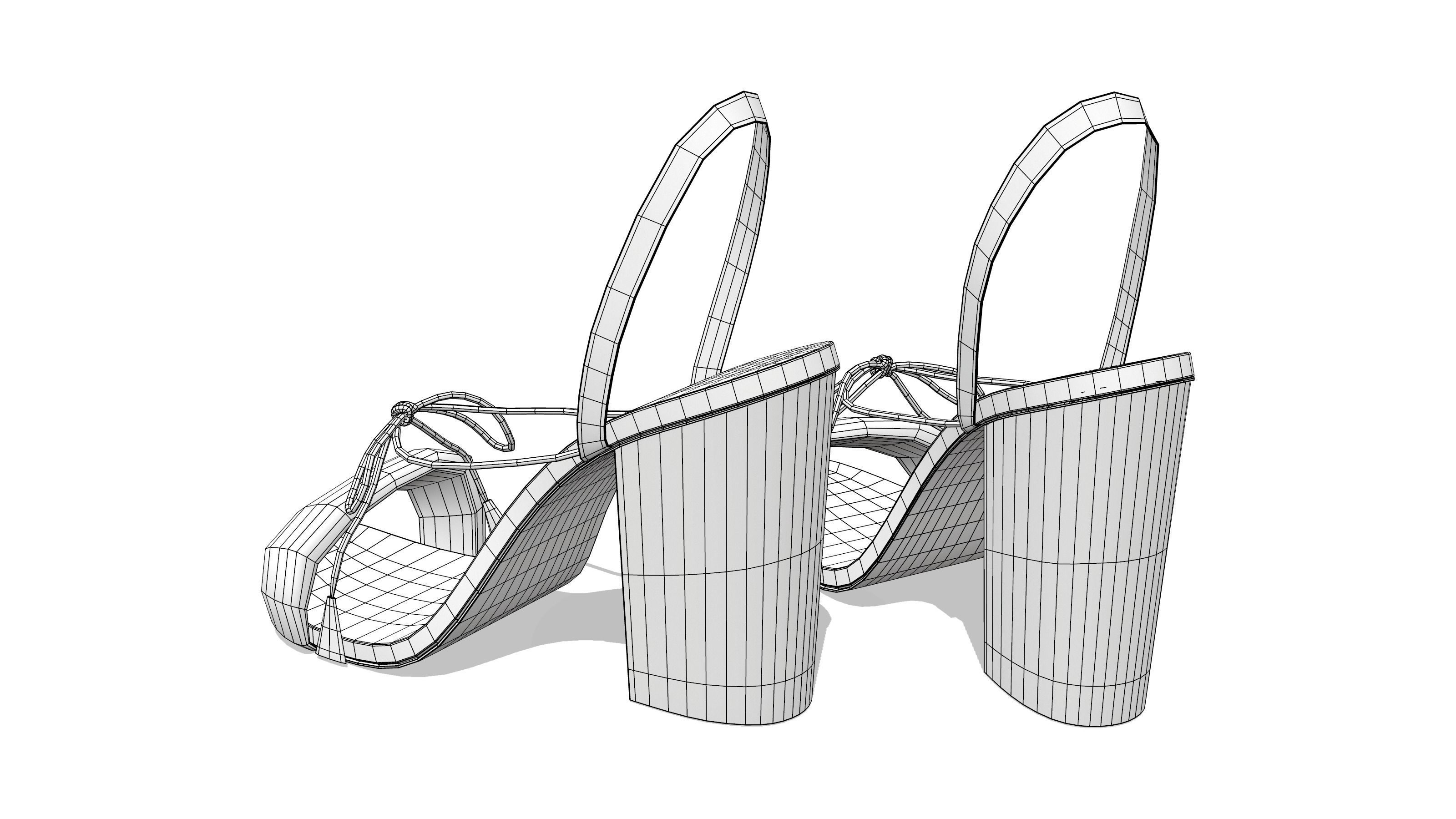 Female Black Suede Heels Low-poly 3D model_7