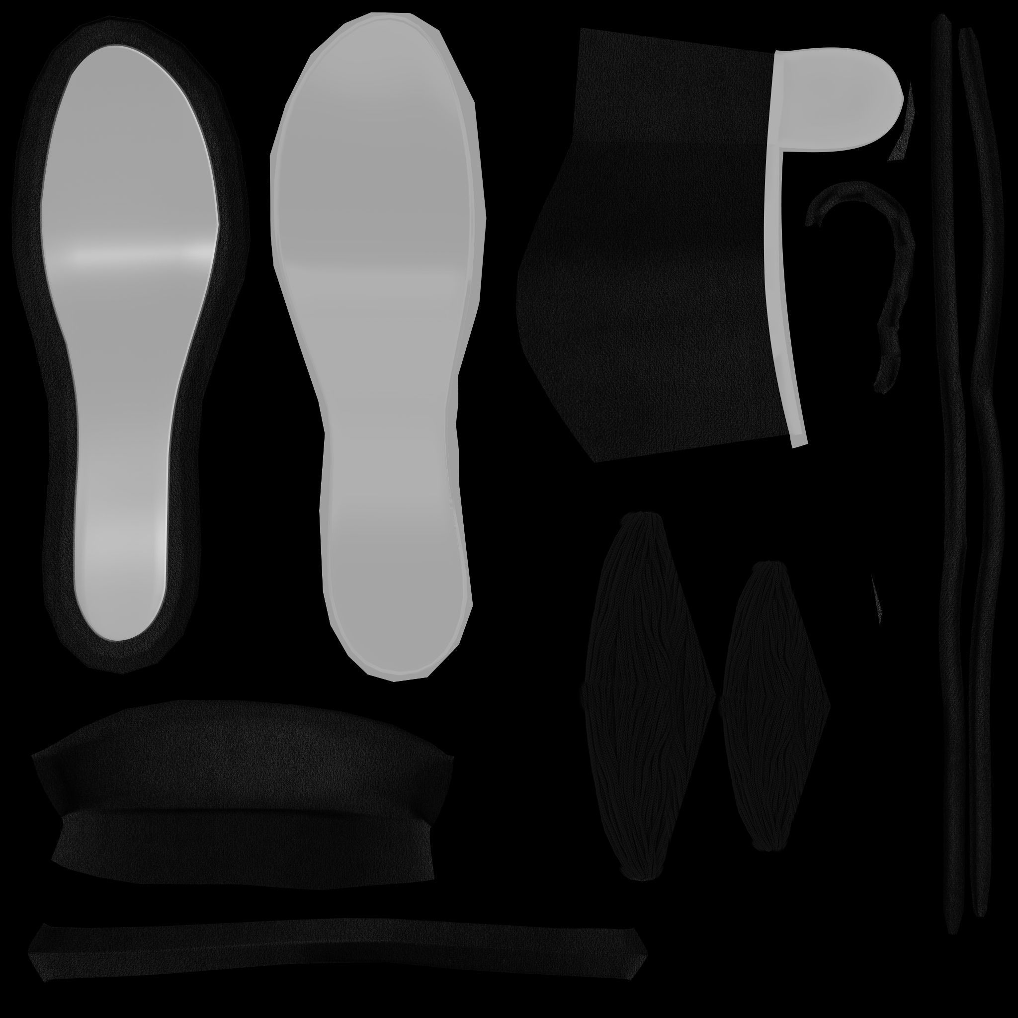 Female Black Suede Heels Low-poly 3D model_11