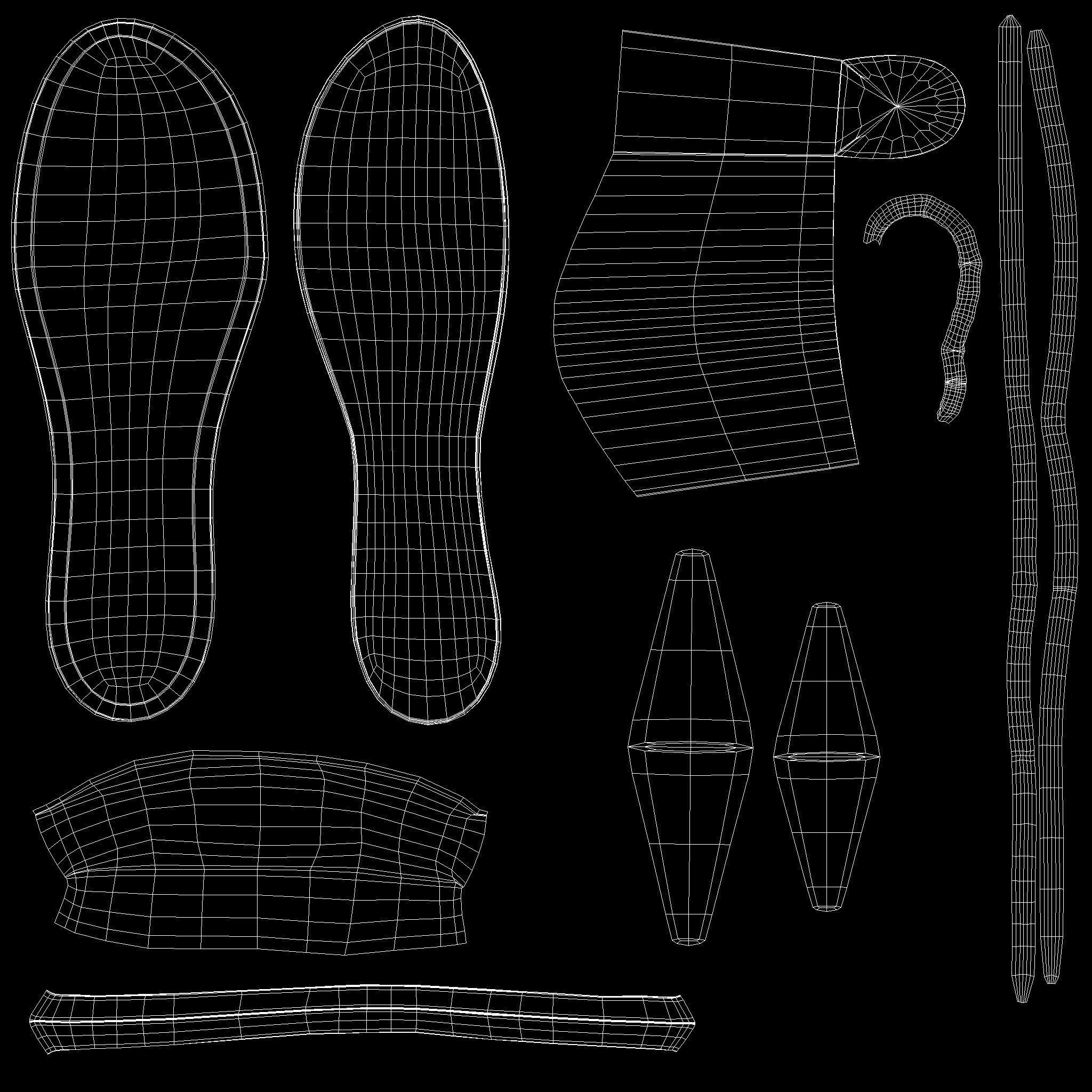 Female Black Suede Heels Low-poly 3D model_13