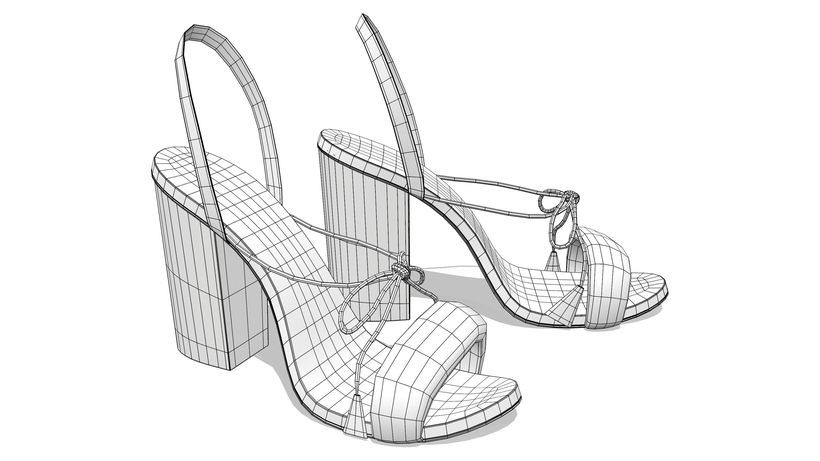 Female Black Suede Heels Low-poly 3D model_6