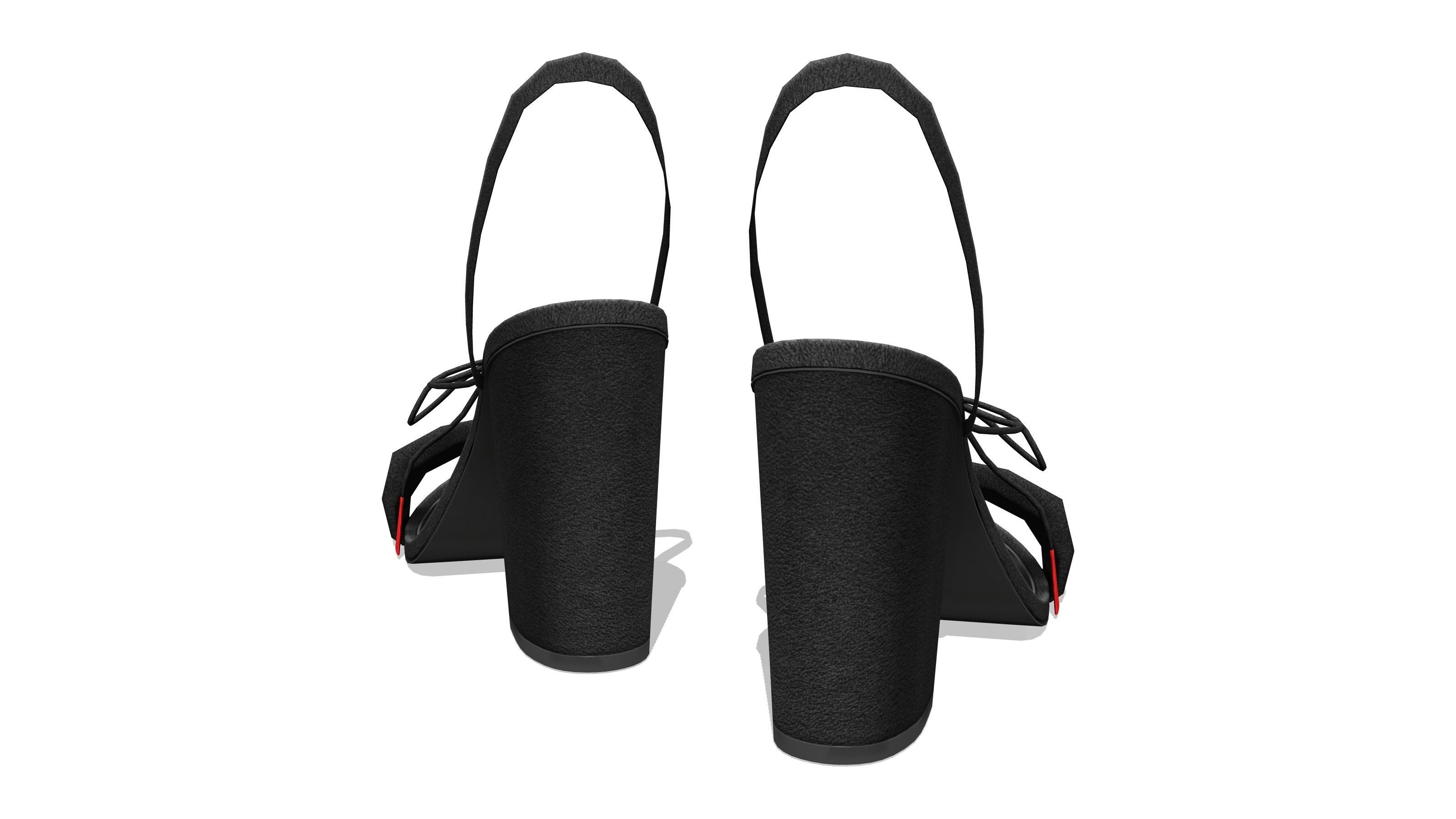 Female Black Suede Heels Low-poly 3D model_4