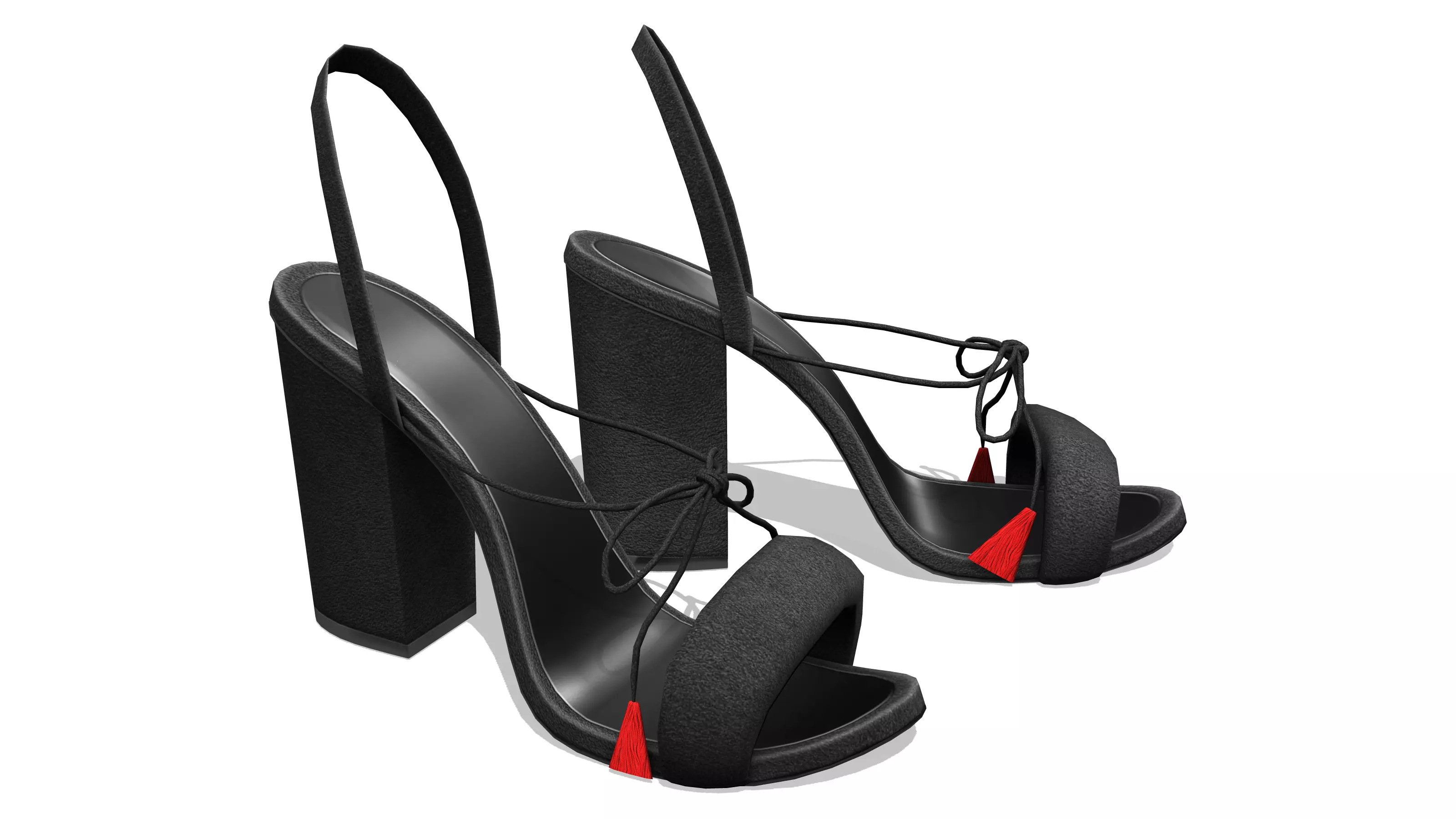 Female Black Suede Heels Low-poly 3D model_0