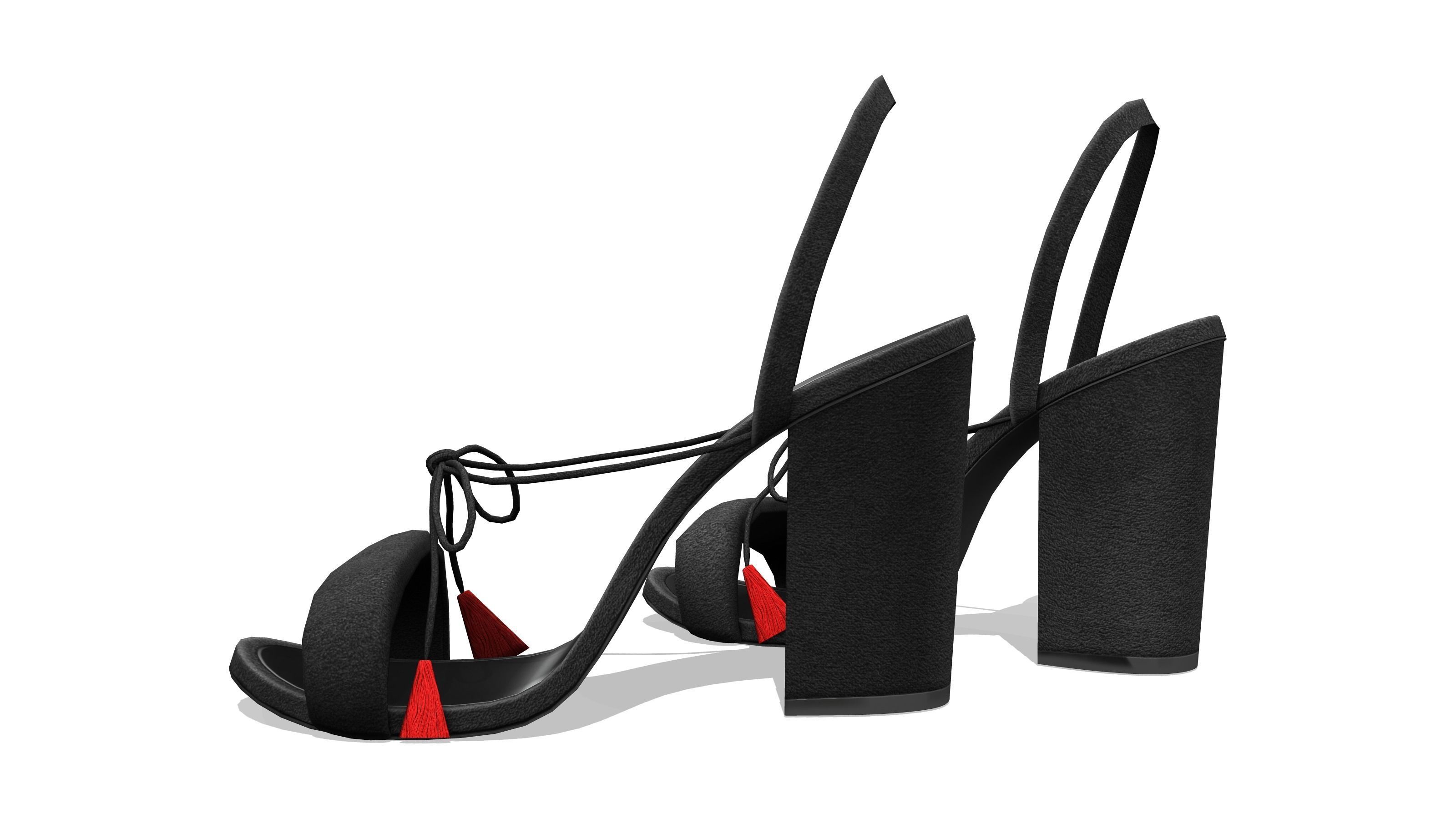 Female Black Suede Heels Low-poly 3D model_3