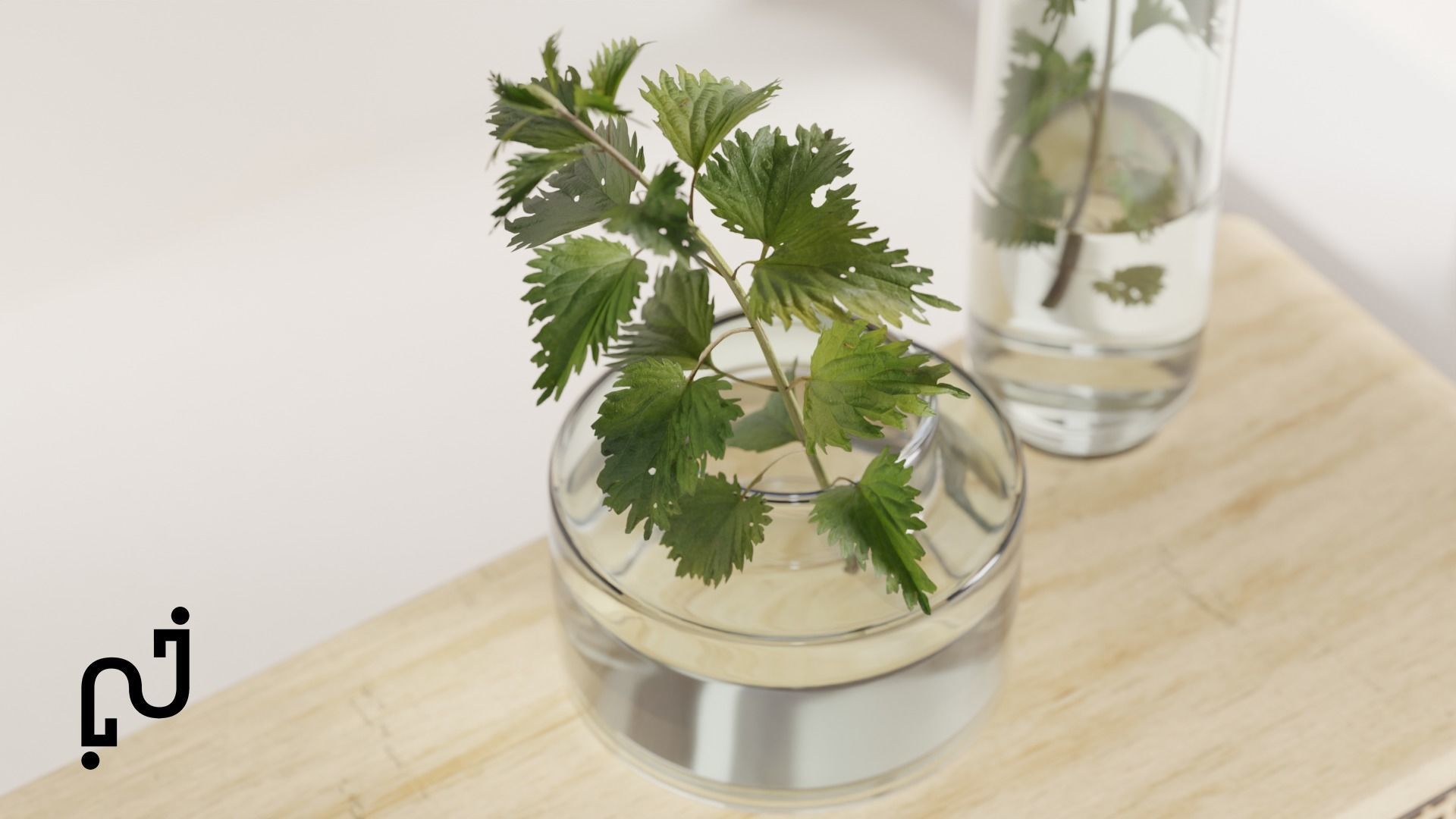 Modern Table with plants and decorative clock and swan statue Low-poly 3D model_3