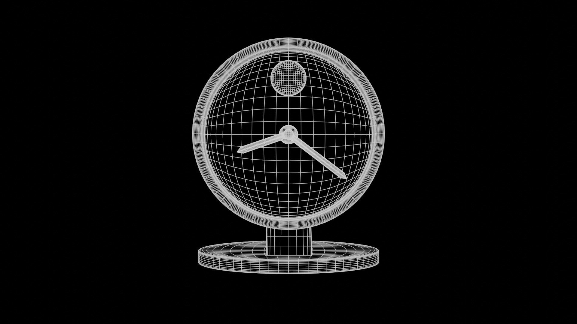 Modern Table with plants and decorative clock and swan statue Low-poly 3D model_22