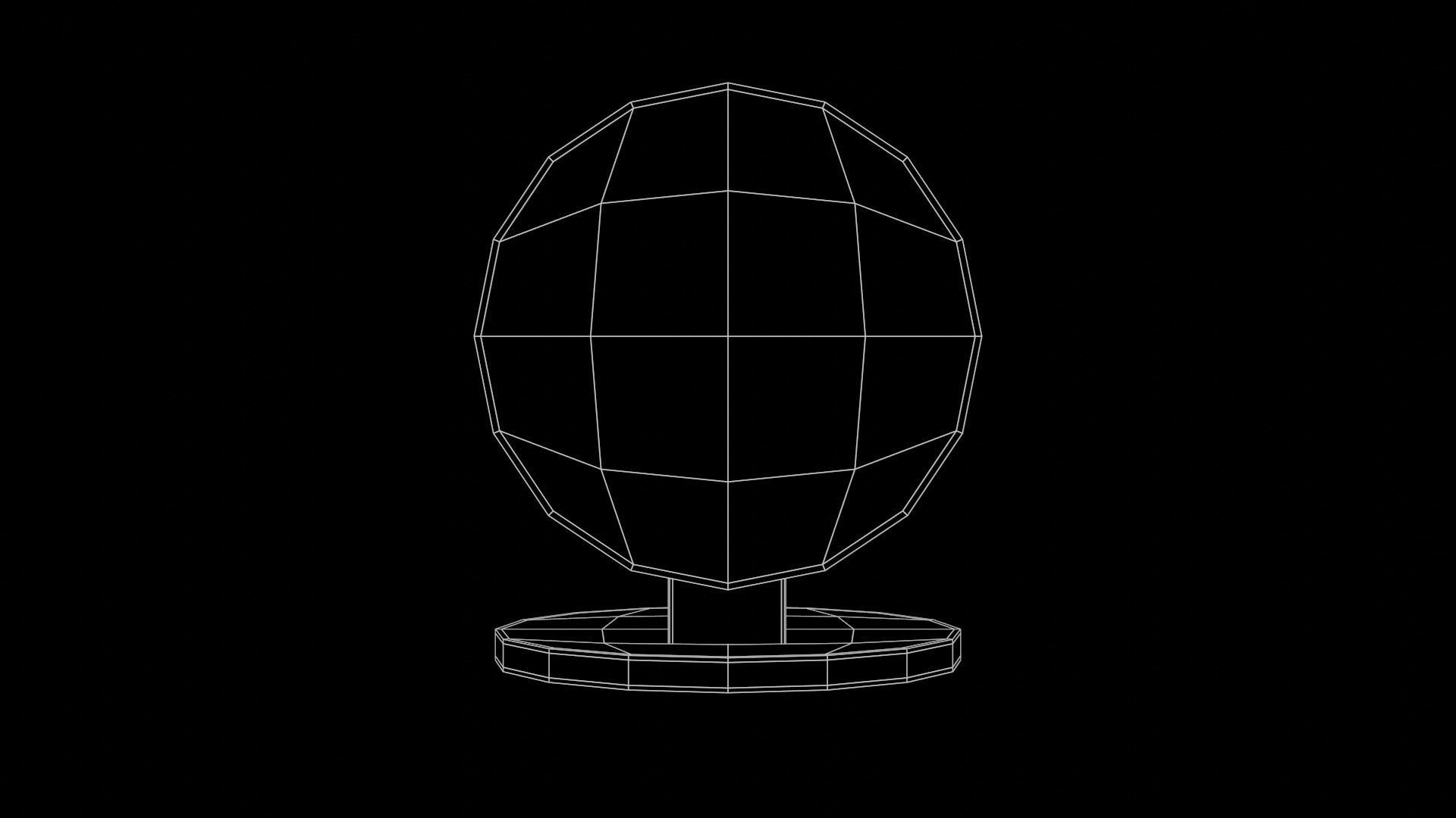 Modern Table with plants and decorative clock and swan statue Low-poly 3D model_23