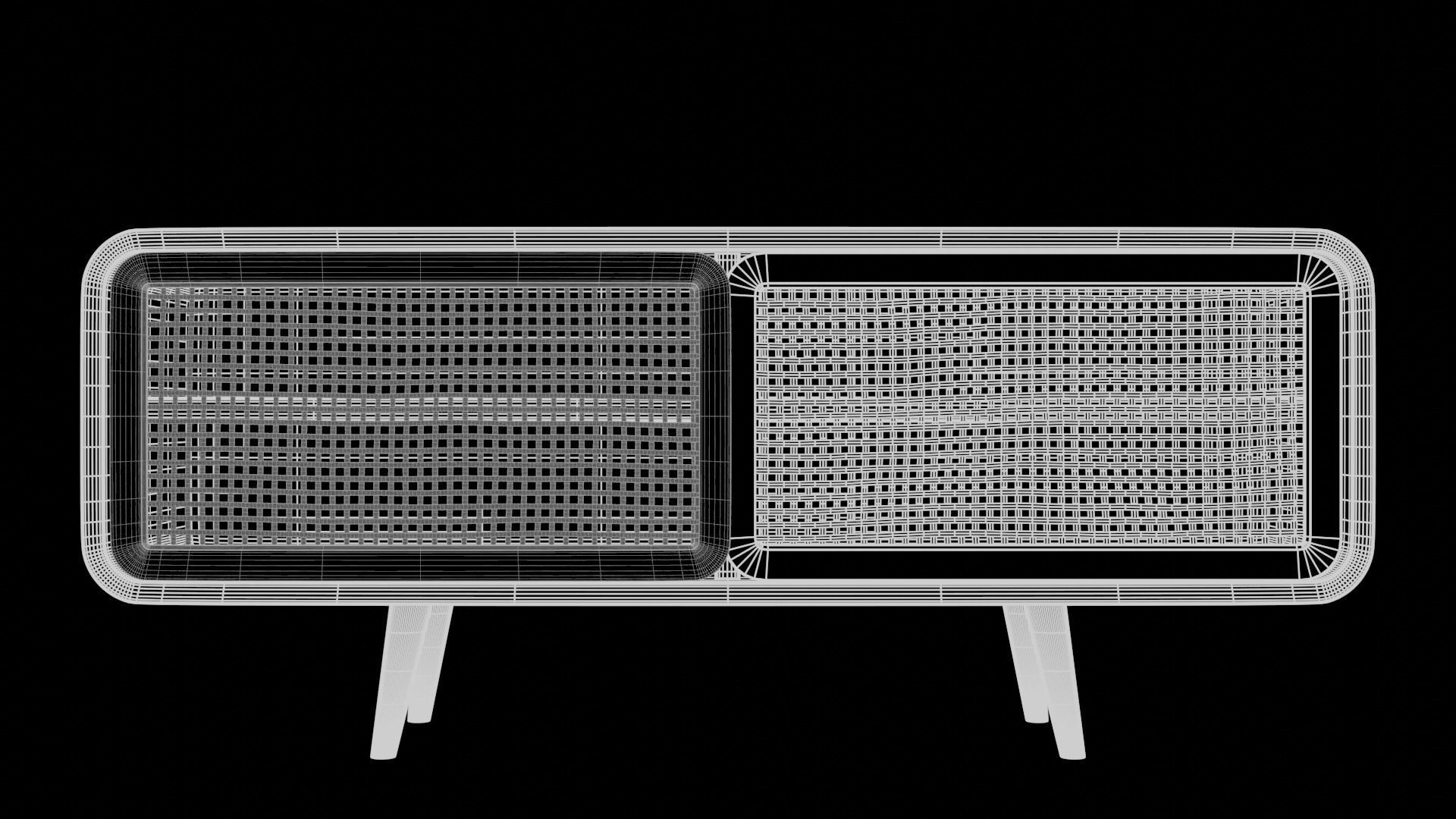 Modern Table with plants and decorative clock and swan statue Low-poly 3D model_14