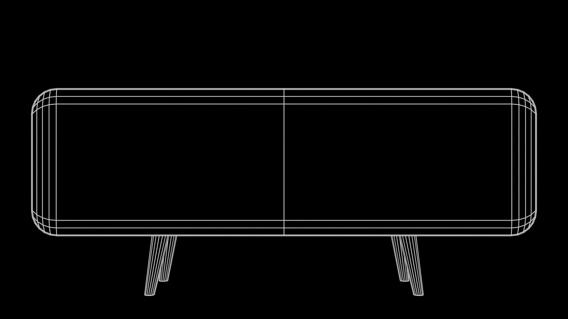 Modern Table with plants and decorative clock and swan statue Low-poly 3D model_19