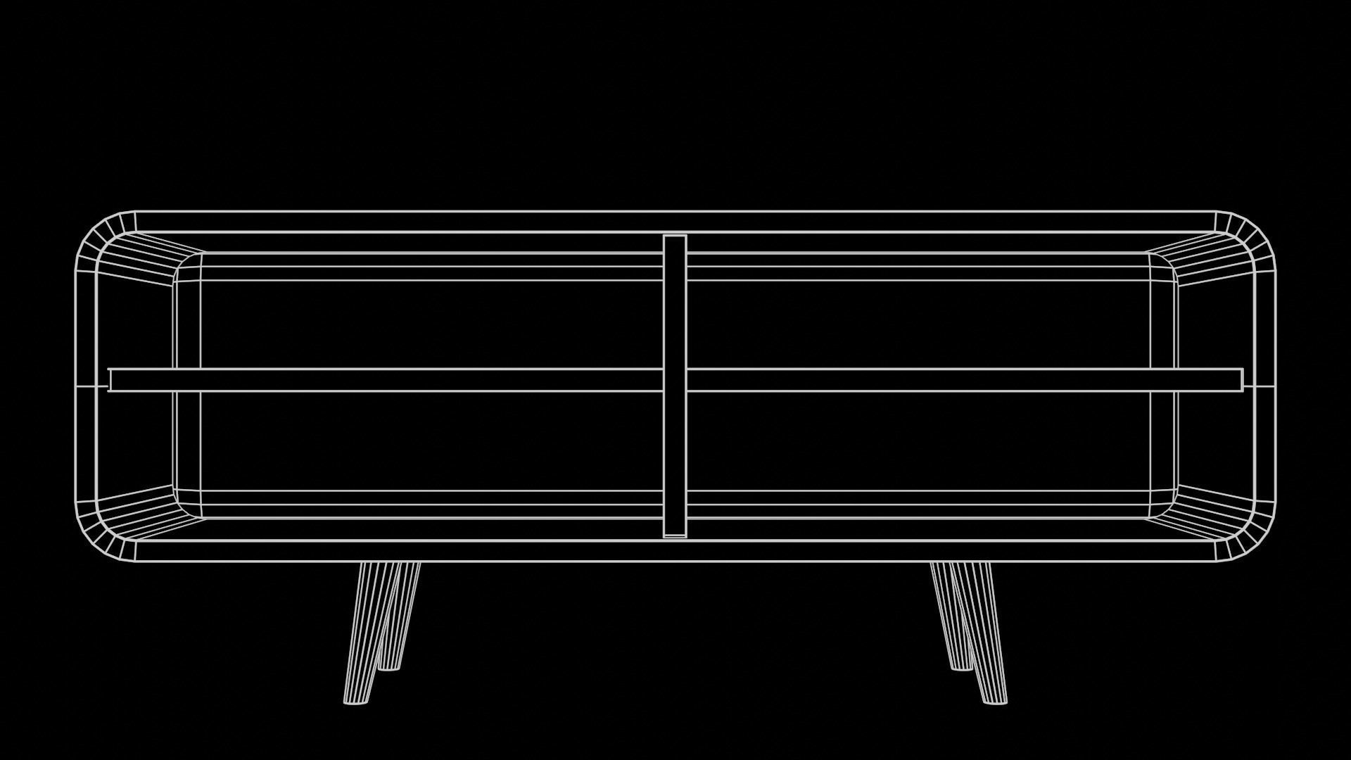 Modern Table with plants and decorative clock and swan statue Low-poly 3D model_11