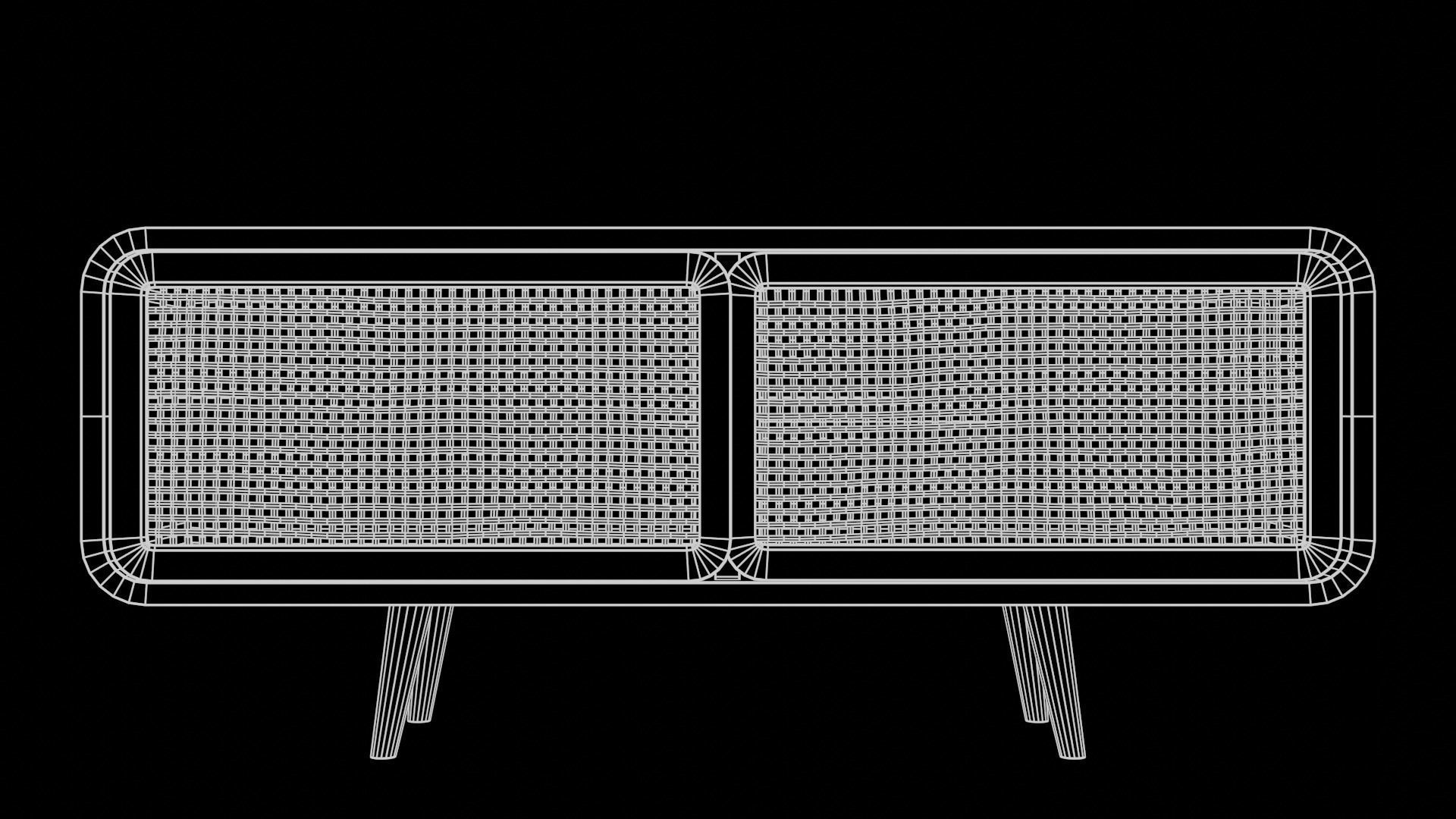 Modern Table with plants and decorative clock and swan statue Low-poly 3D model_13