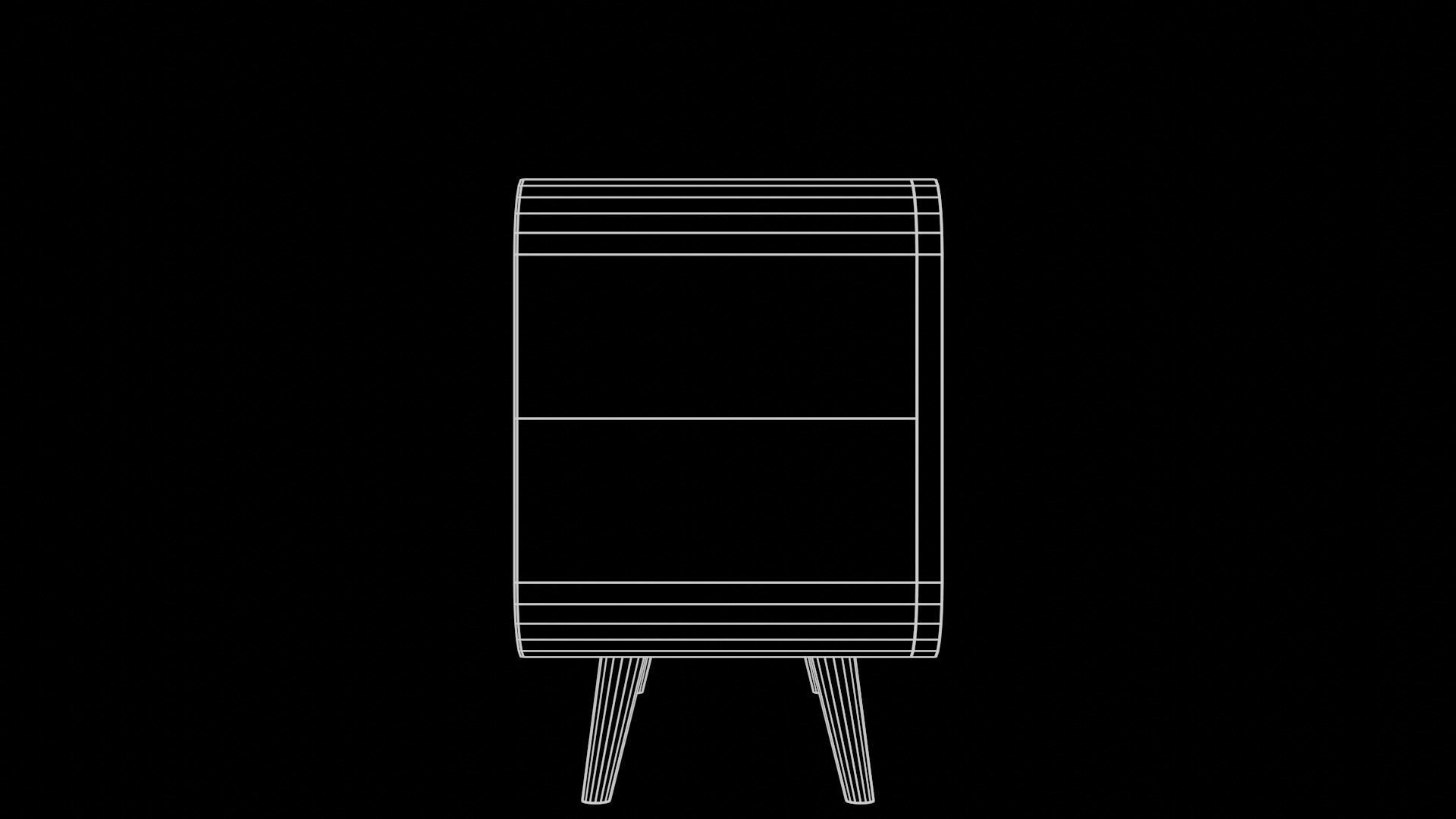 Modern Table with plants and decorative clock and swan statue Low-poly 3D model_17