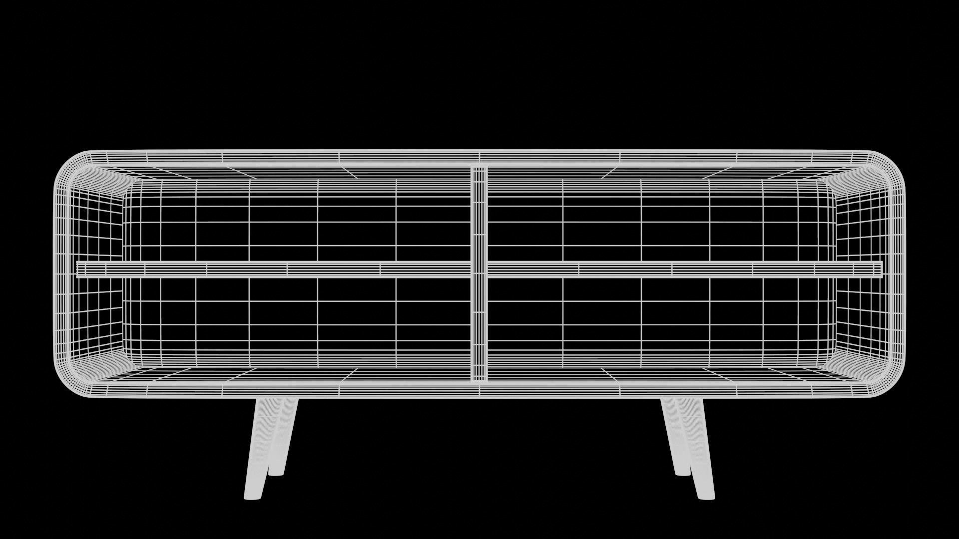 Modern Table with plants and decorative clock and swan statue Low-poly 3D model_12