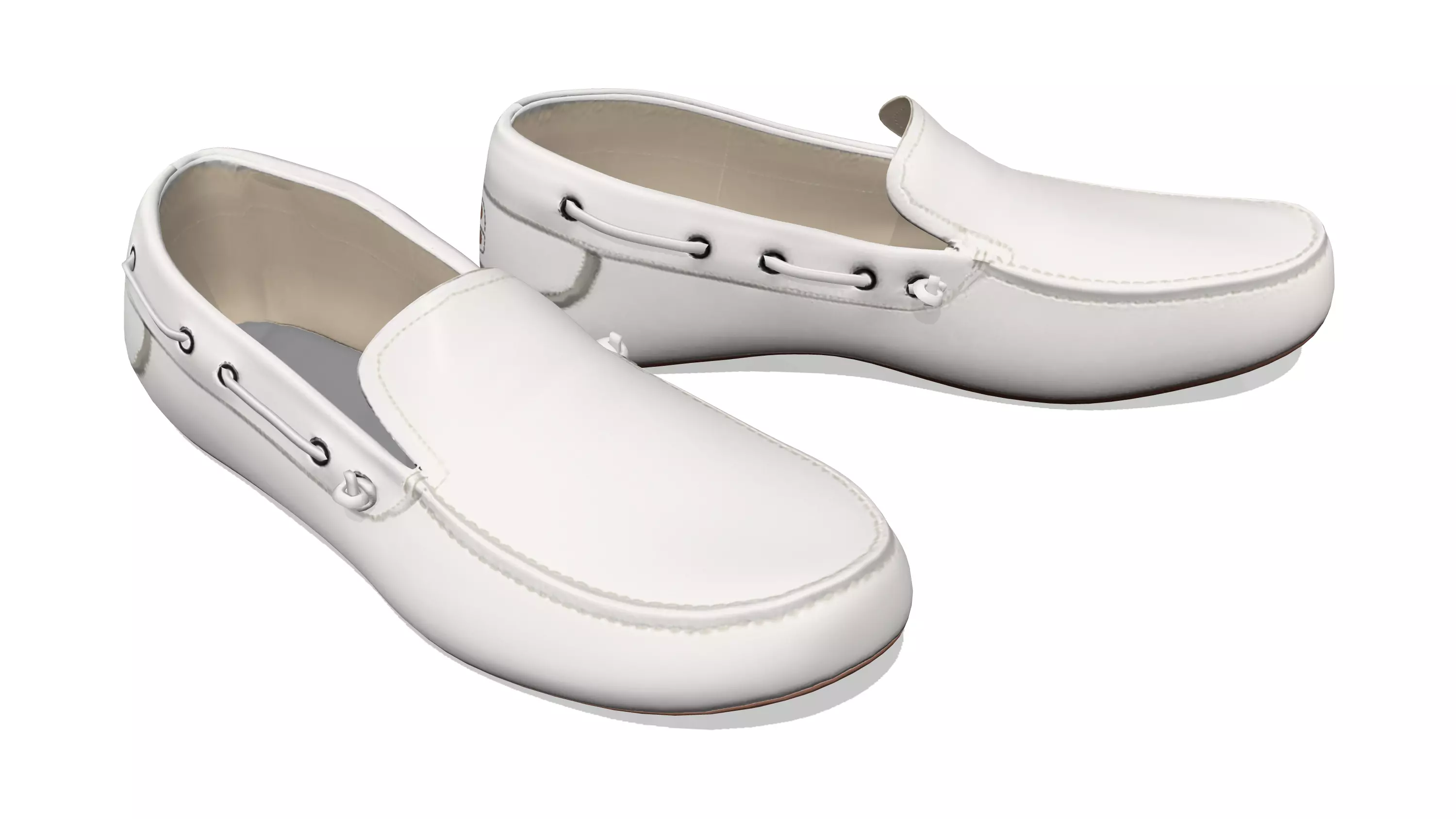 Men White Loafers Low-poly 3D model_0