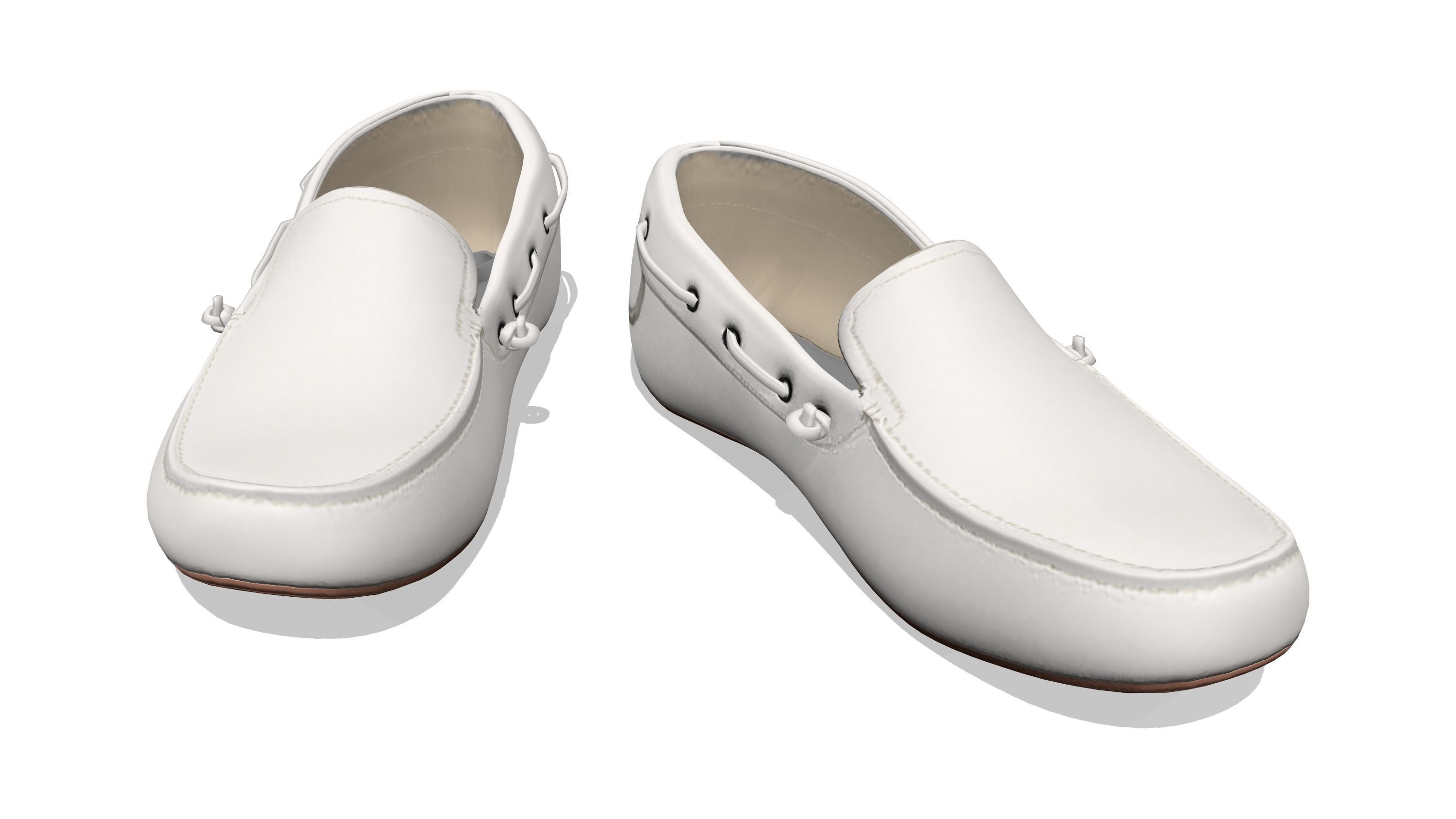 Men White Loafers Low-poly 3D model_2