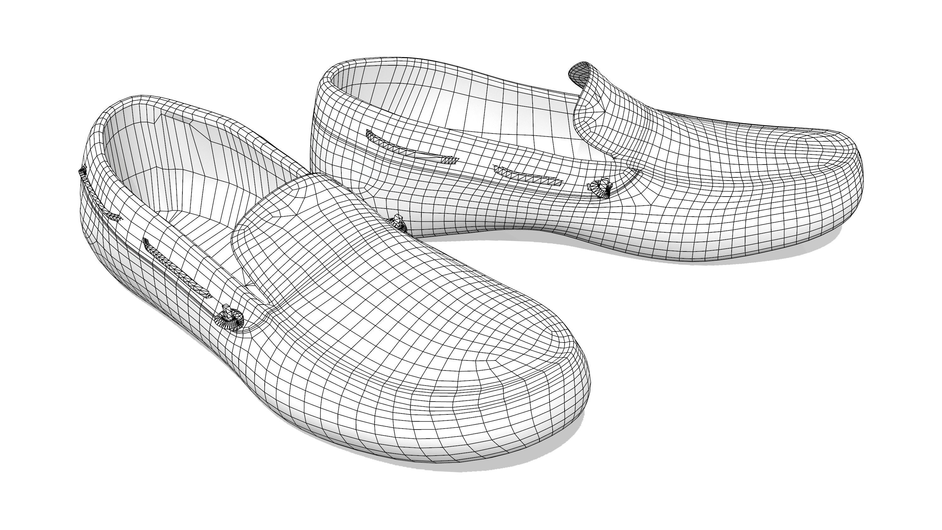 Men White Loafers Low-poly 3D model_6