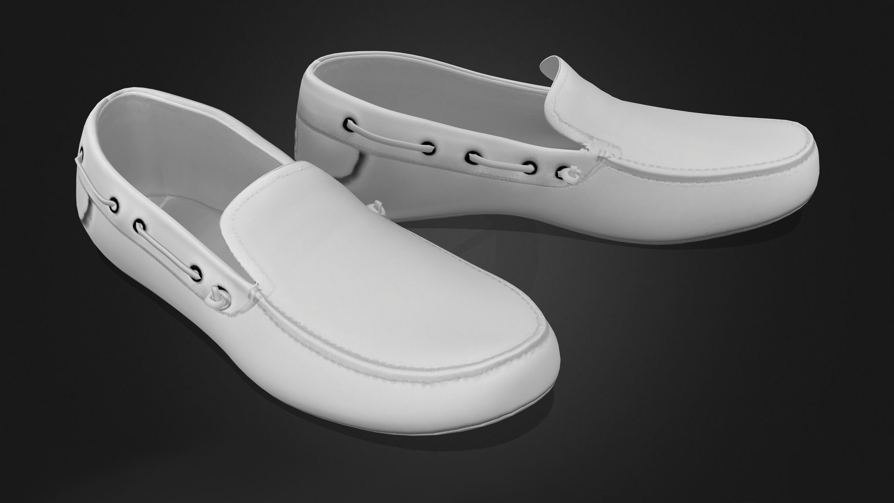 Men White Loafers Low-poly 3D model_8