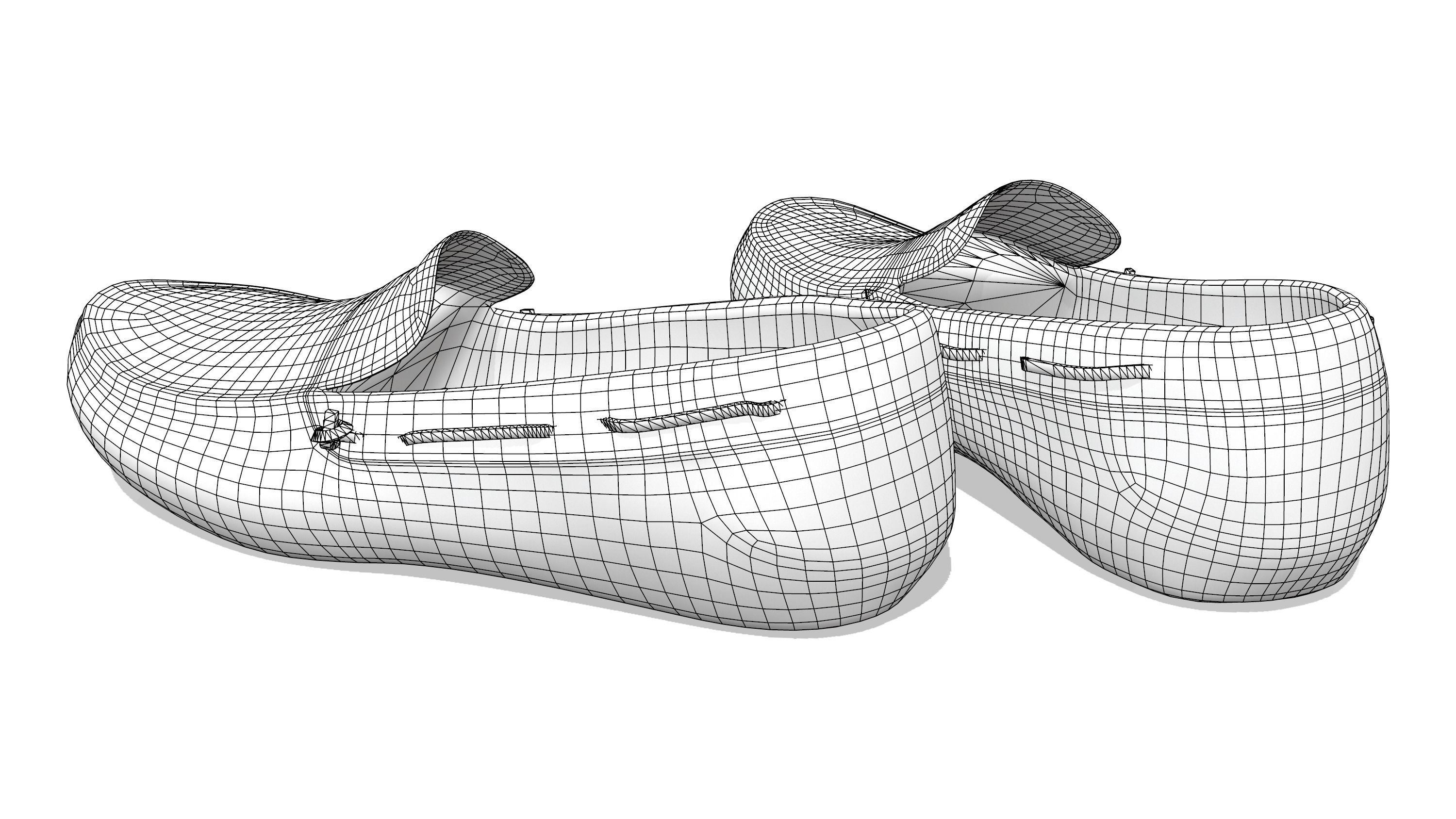 Men White Loafers Low-poly 3D model_7