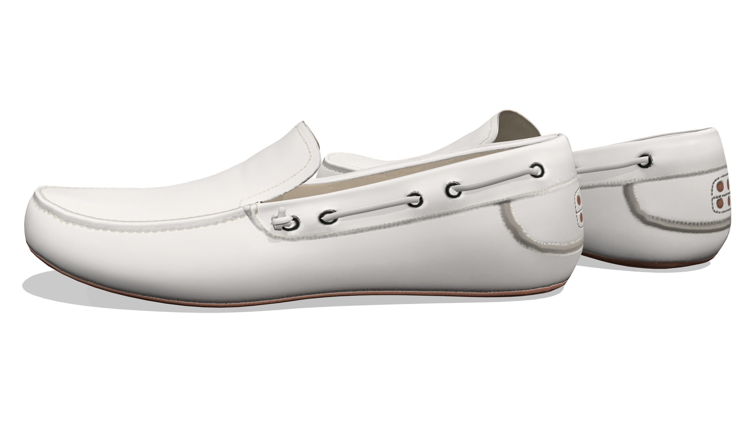 Men White Loafers Low-poly 3D model_3