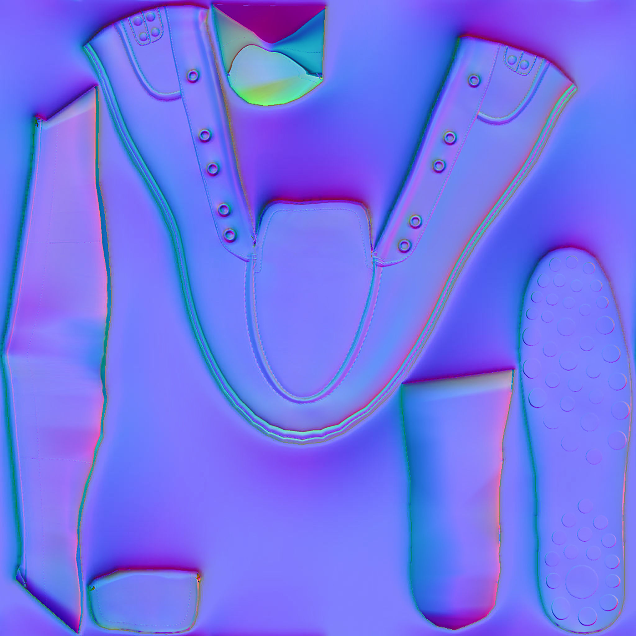 Men White Loafers Low-poly 3D model_10