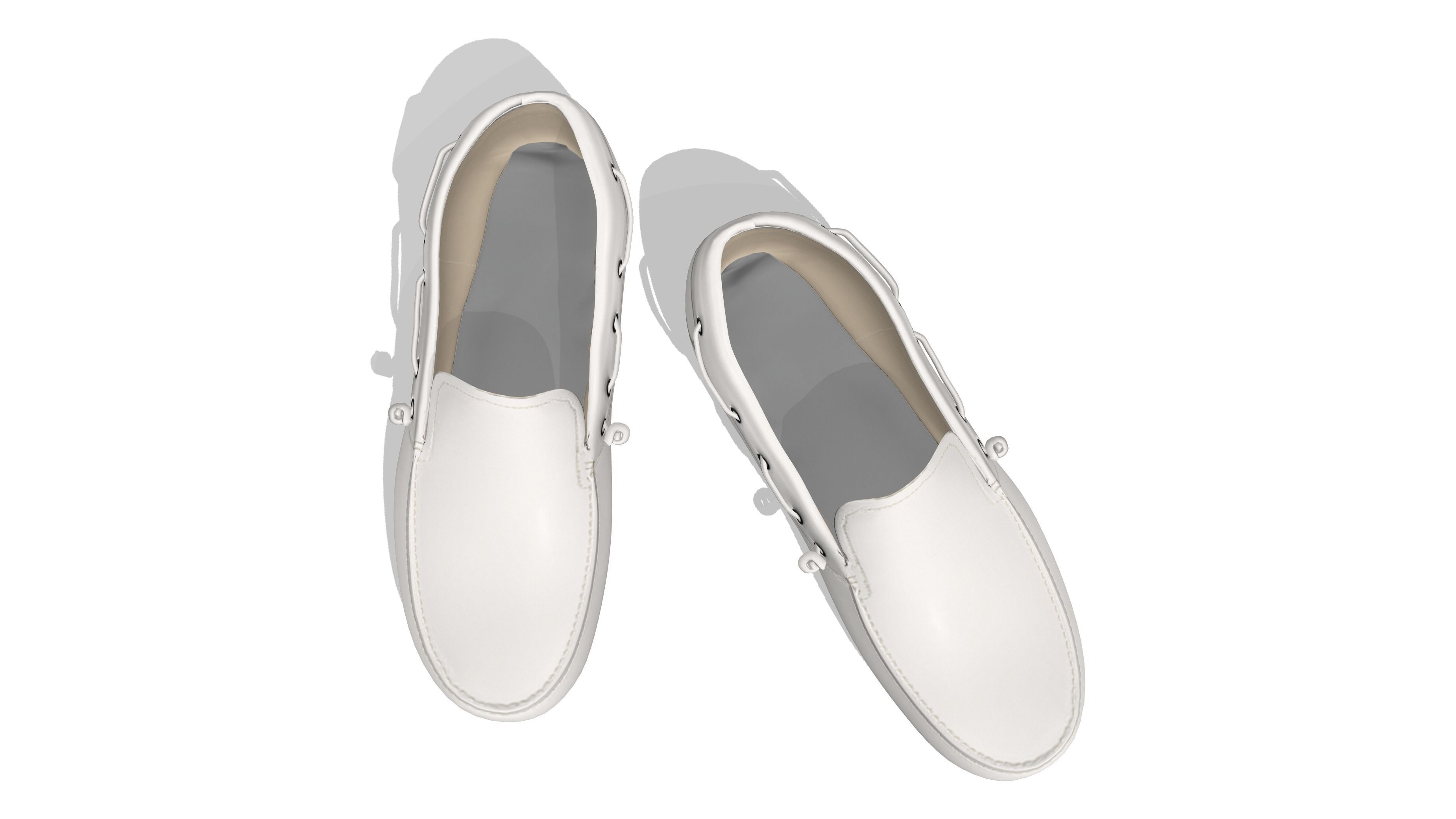 Men White Loafers Low-poly 3D model_5