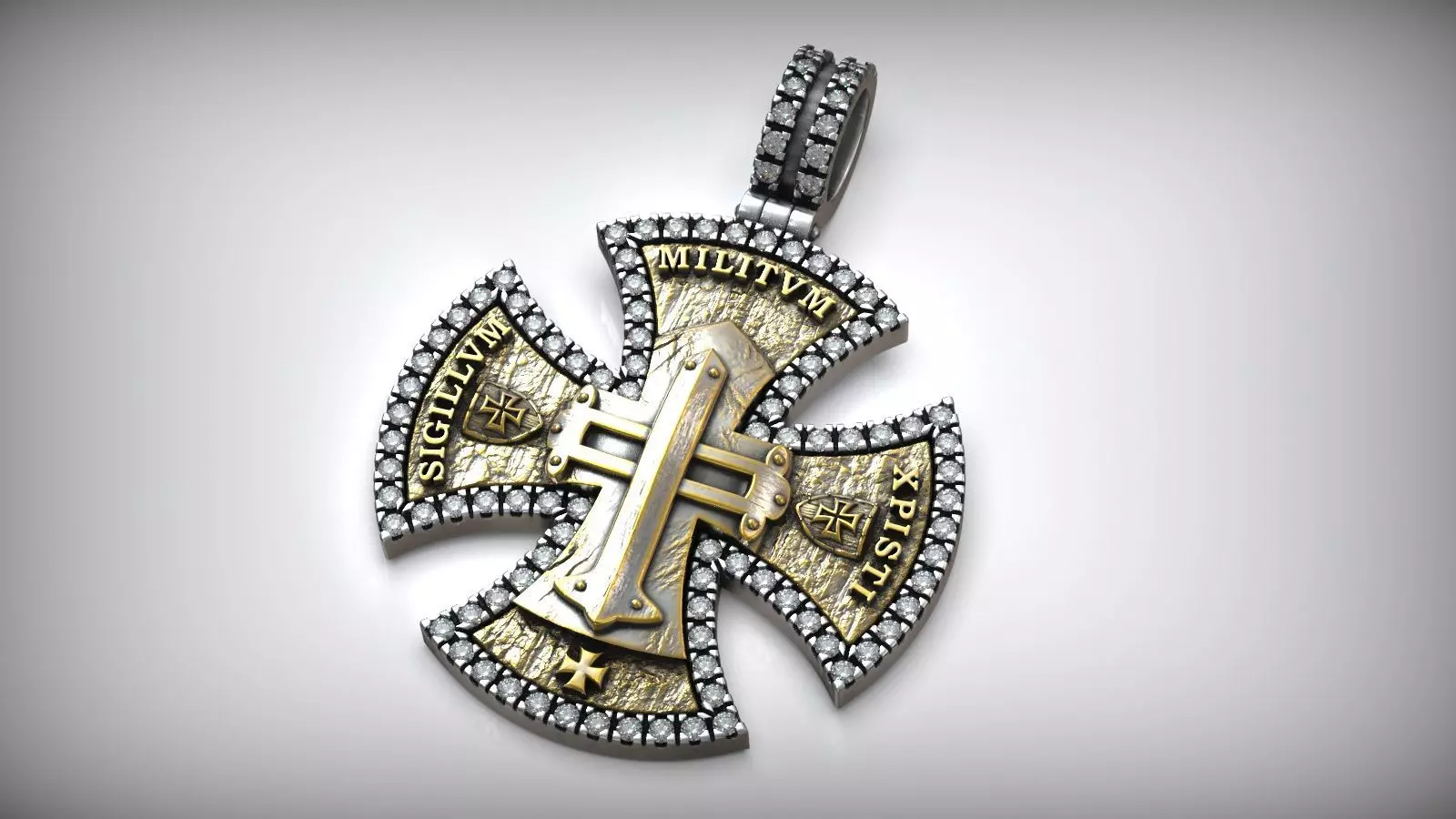 Templar Helmet Crusader Knight Maltese Cross Shield 3D print model