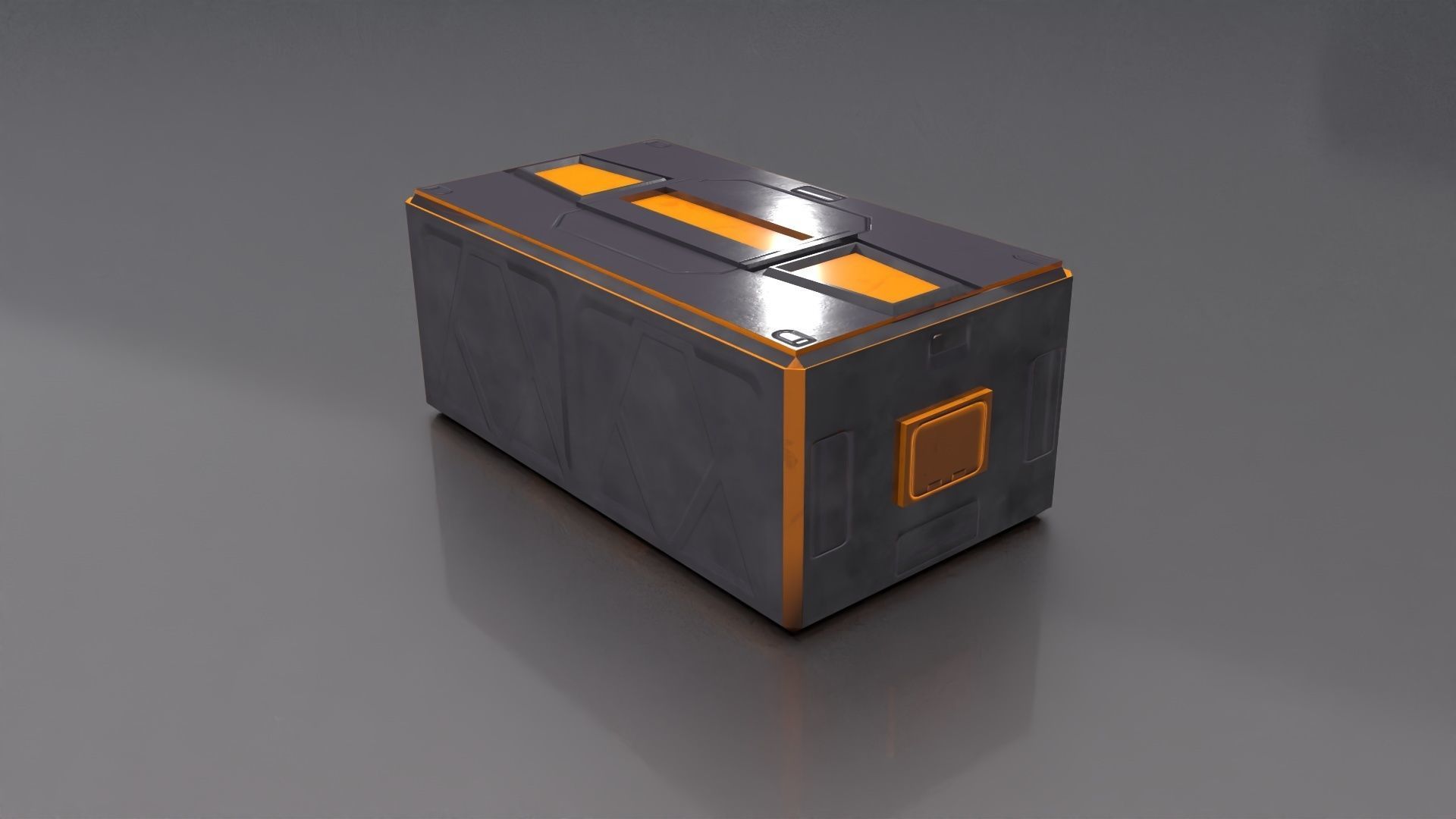 Sci Fi container box Low-poly 3D model_4