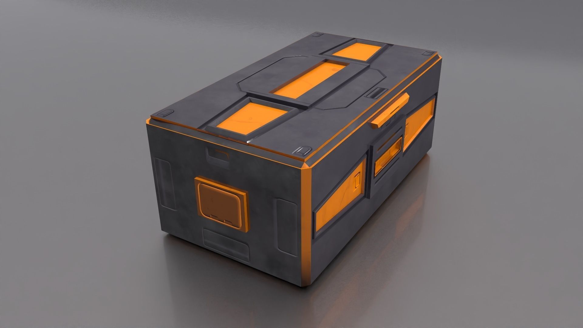 Sci Fi container box Low-poly 3D model_2