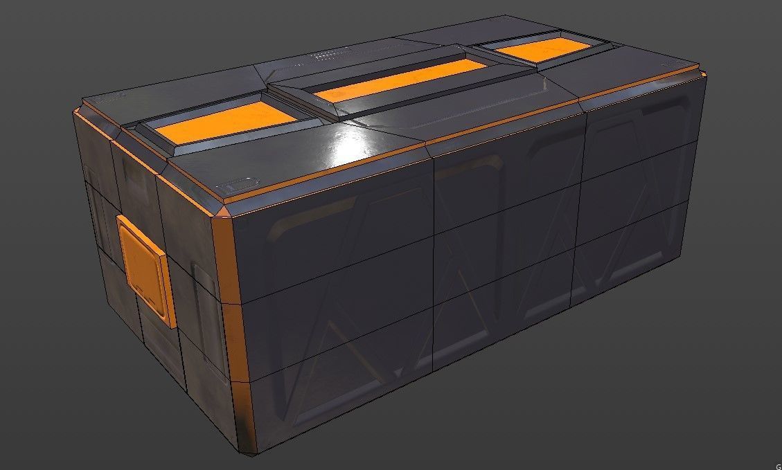 Sci Fi container box Low-poly 3D model_12