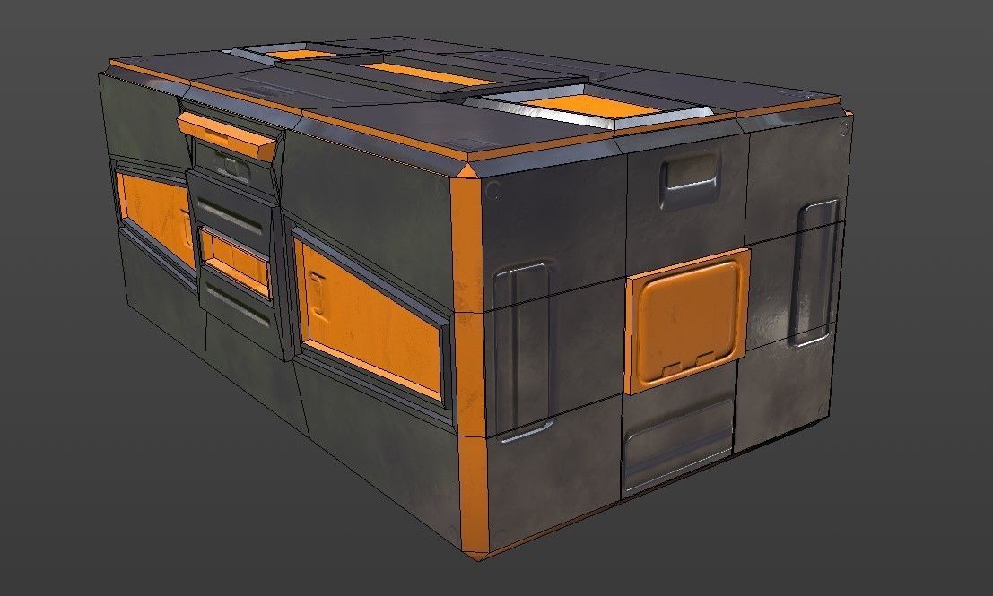 Sci Fi container box Low-poly 3D model_11