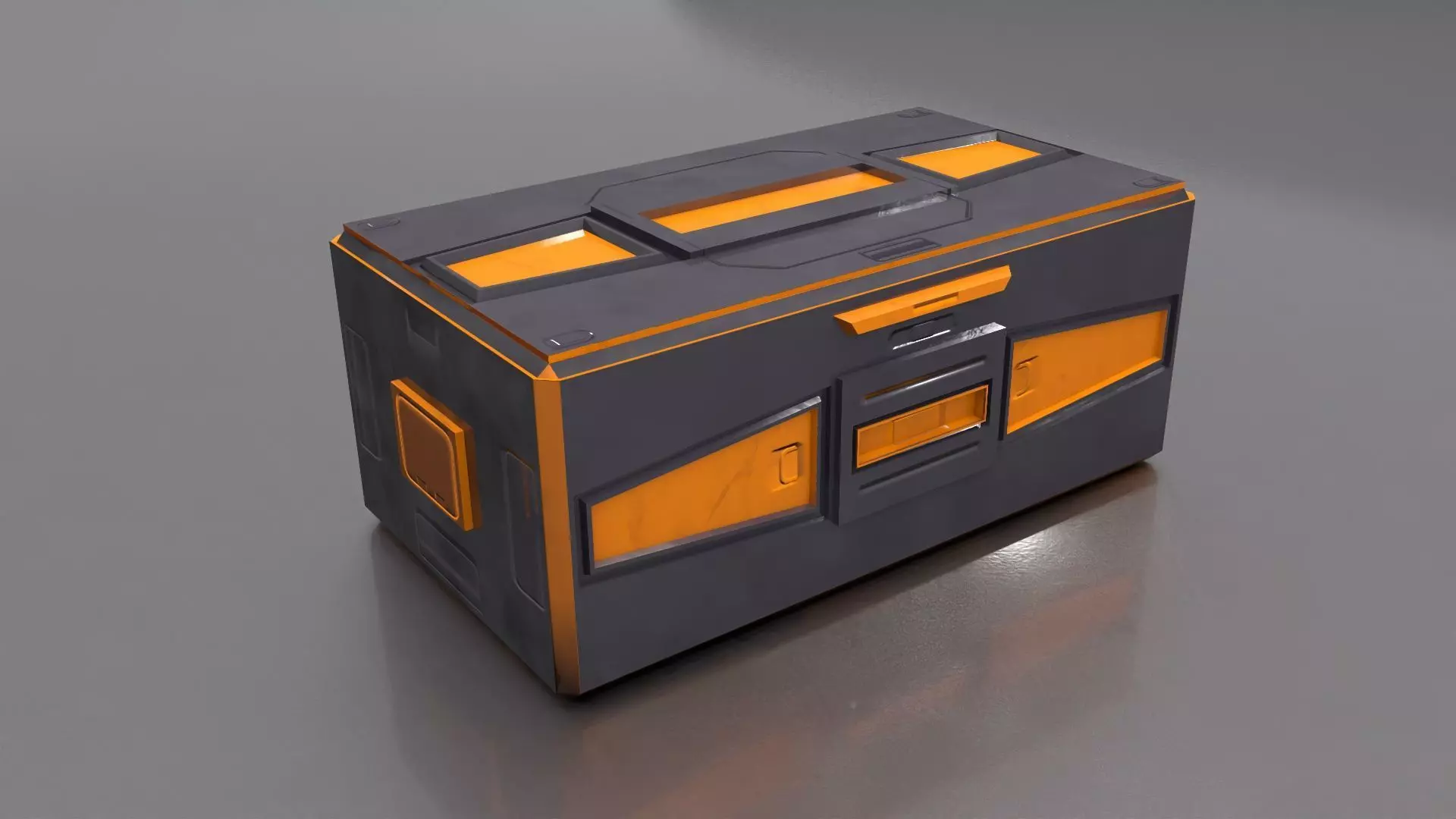 Sci Fi container box Low-poly 3D model_0