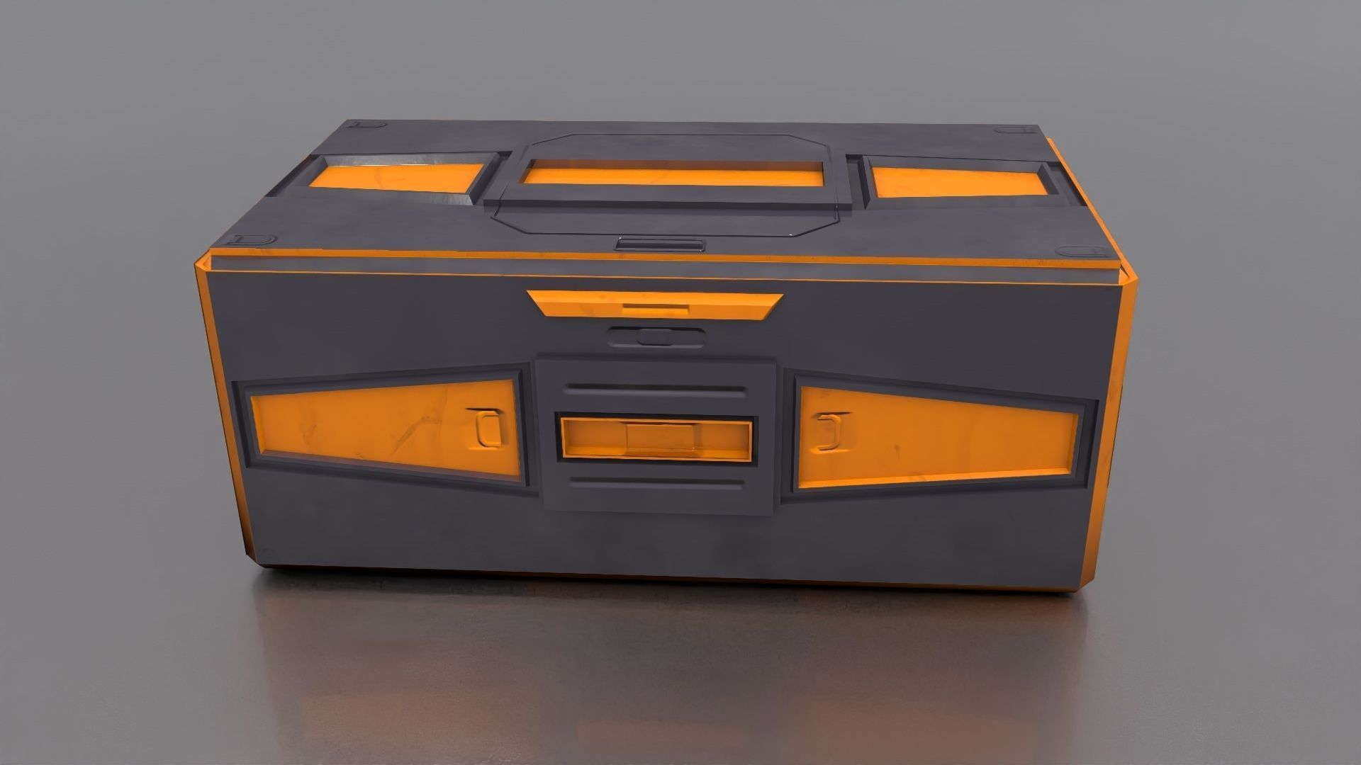 Sci Fi container box Low-poly 3D model_1