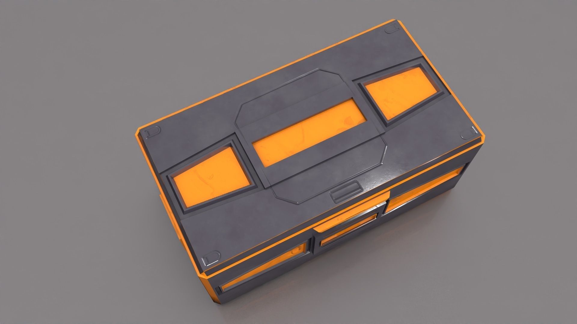 Sci Fi container box Low-poly 3D model_6