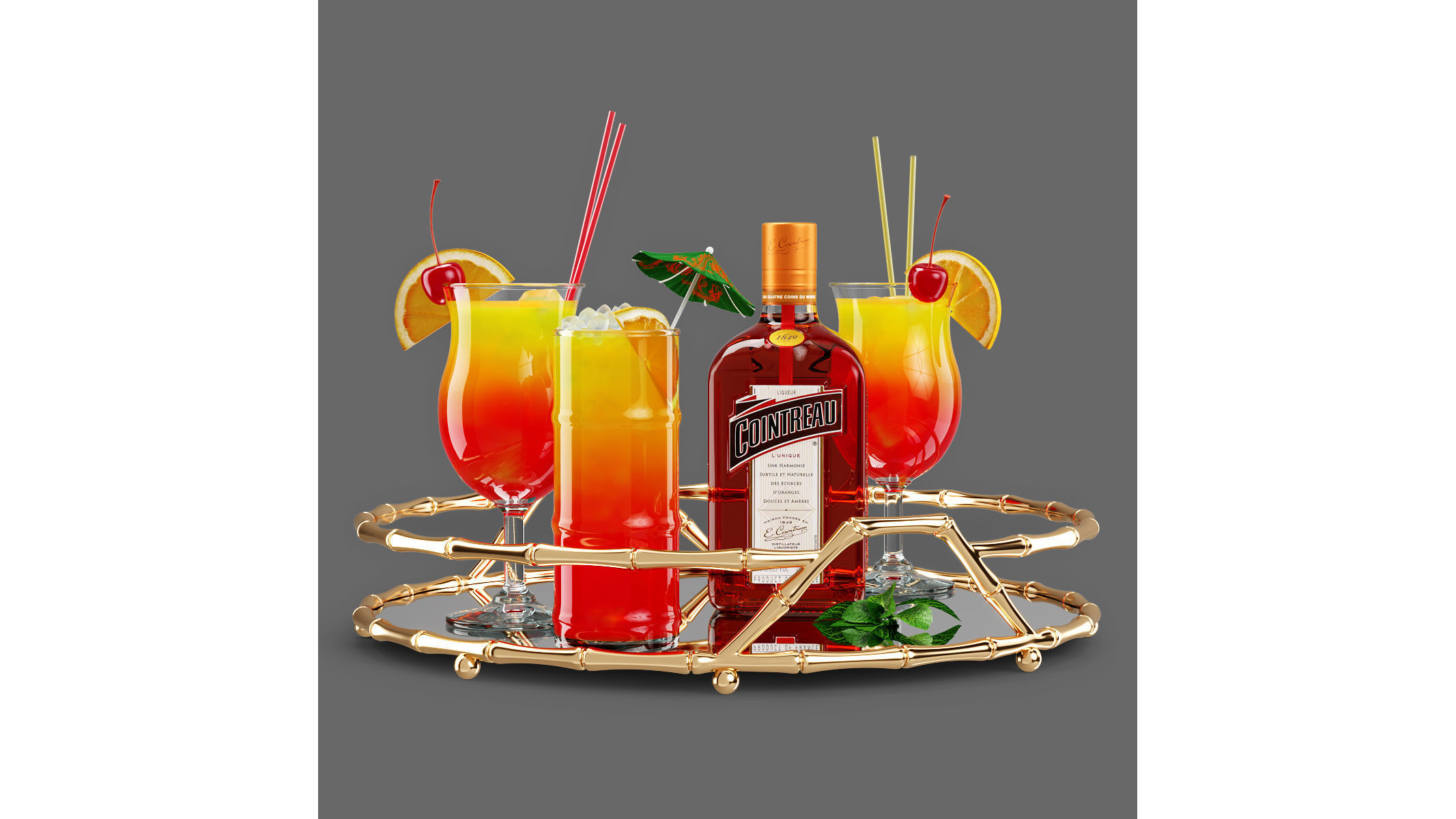 Cocktails Set cocktail tray 3D model_1