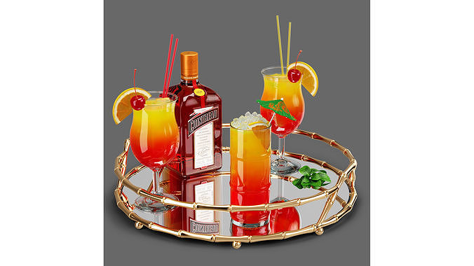 Cocktails Set cocktail tray 3D model