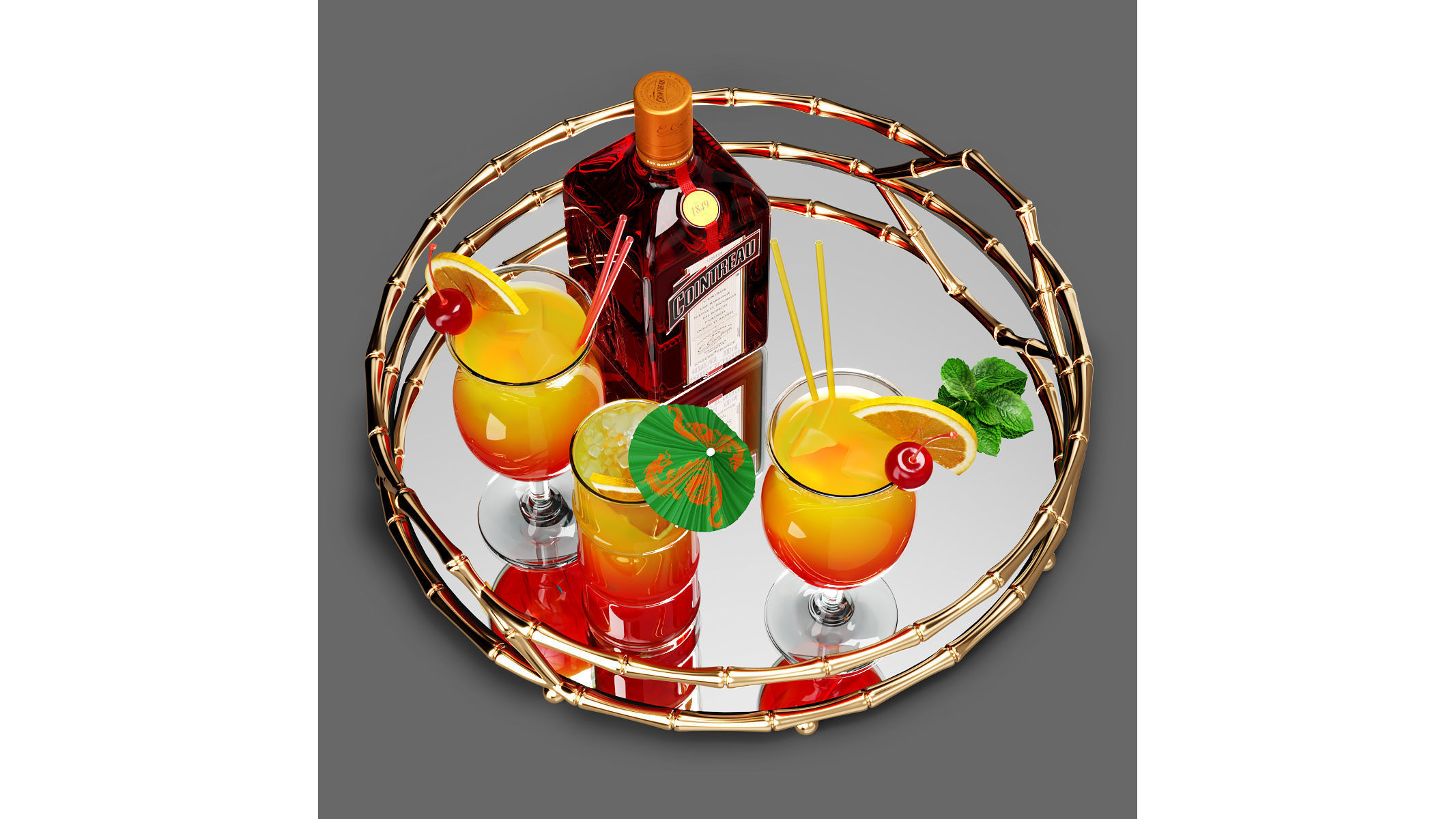 Cocktails Set cocktail tray 3D model_2