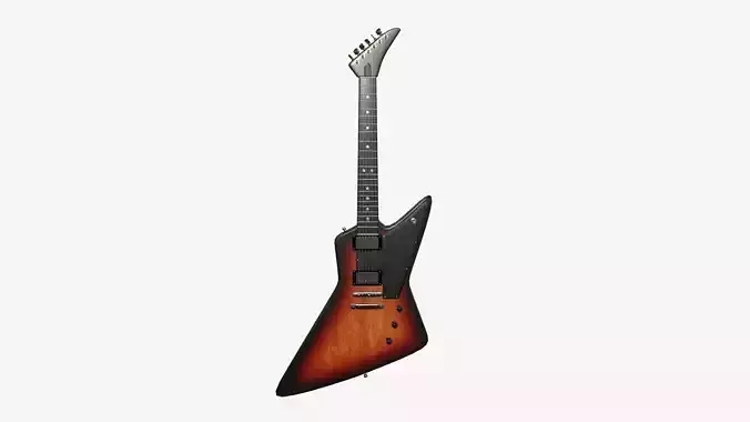 Electric Guitar F07 Dark Wood - Music Instrument Design Low-poly 3D model