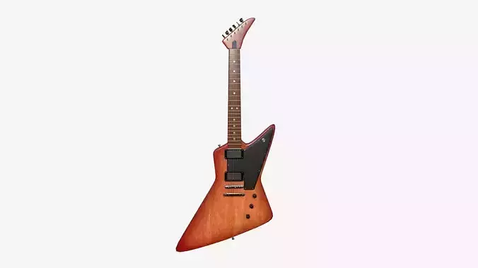 Electric Guitar F08 Red Wood - Music Instrument Design Low-poly 3D model