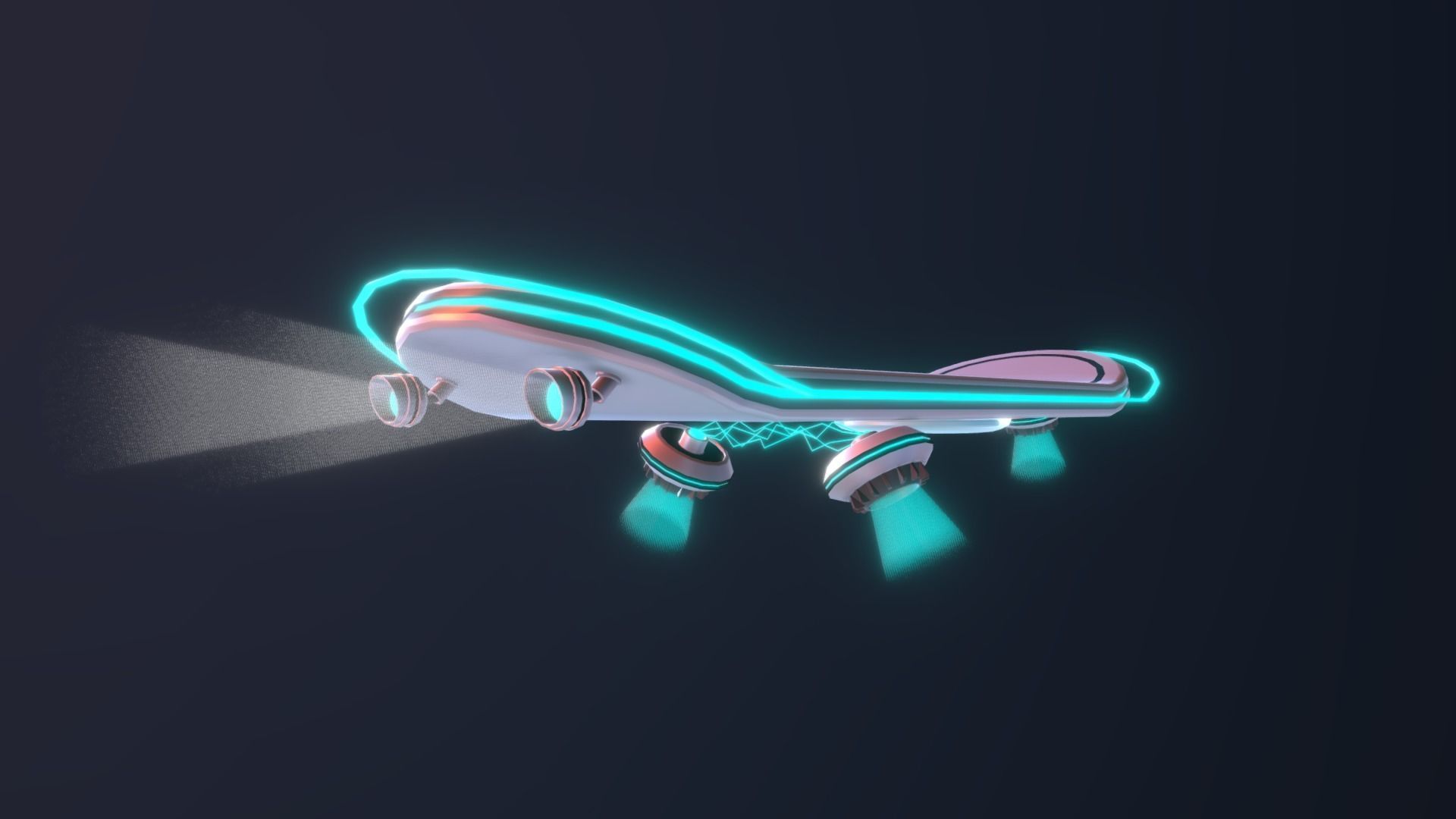 Sci-fi Hoverboard  Low-poly 3D model_10