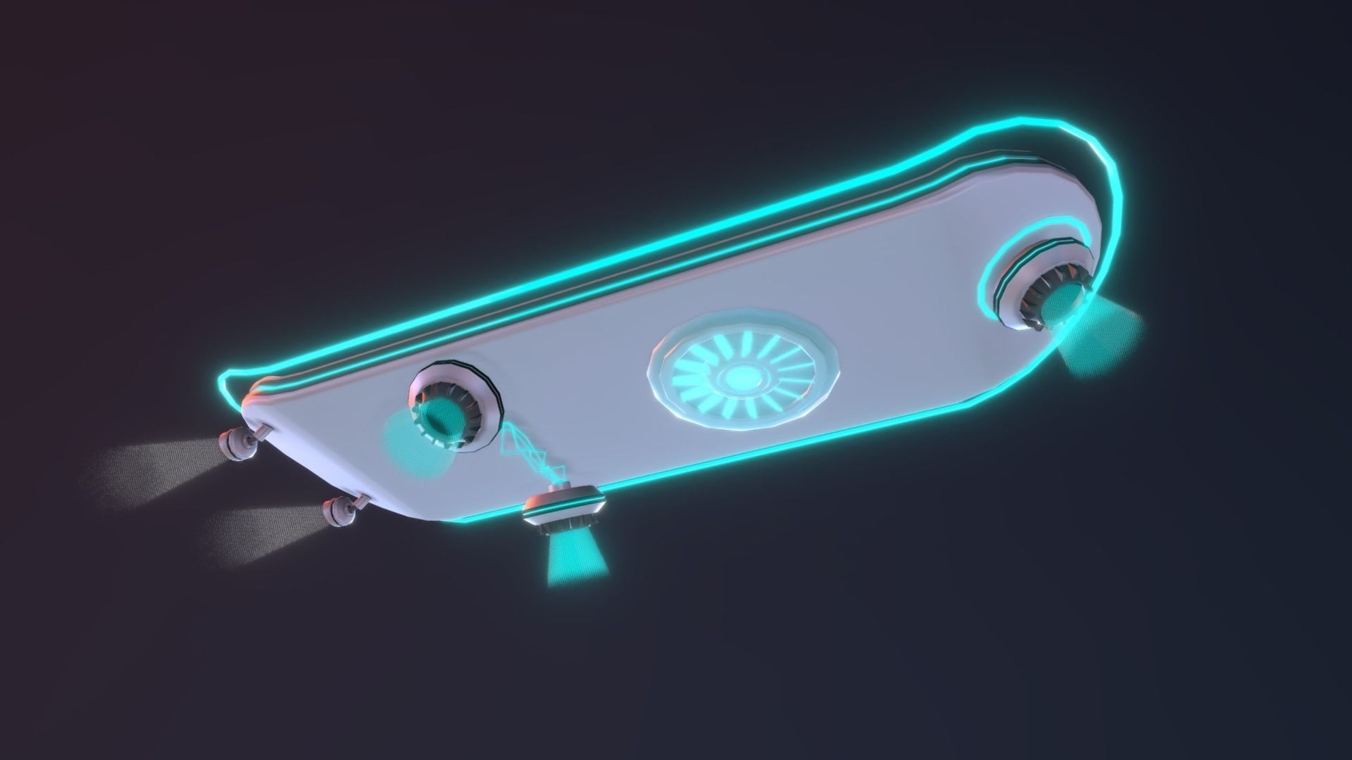 Sci-fi Hoverboard  Low-poly 3D model_1